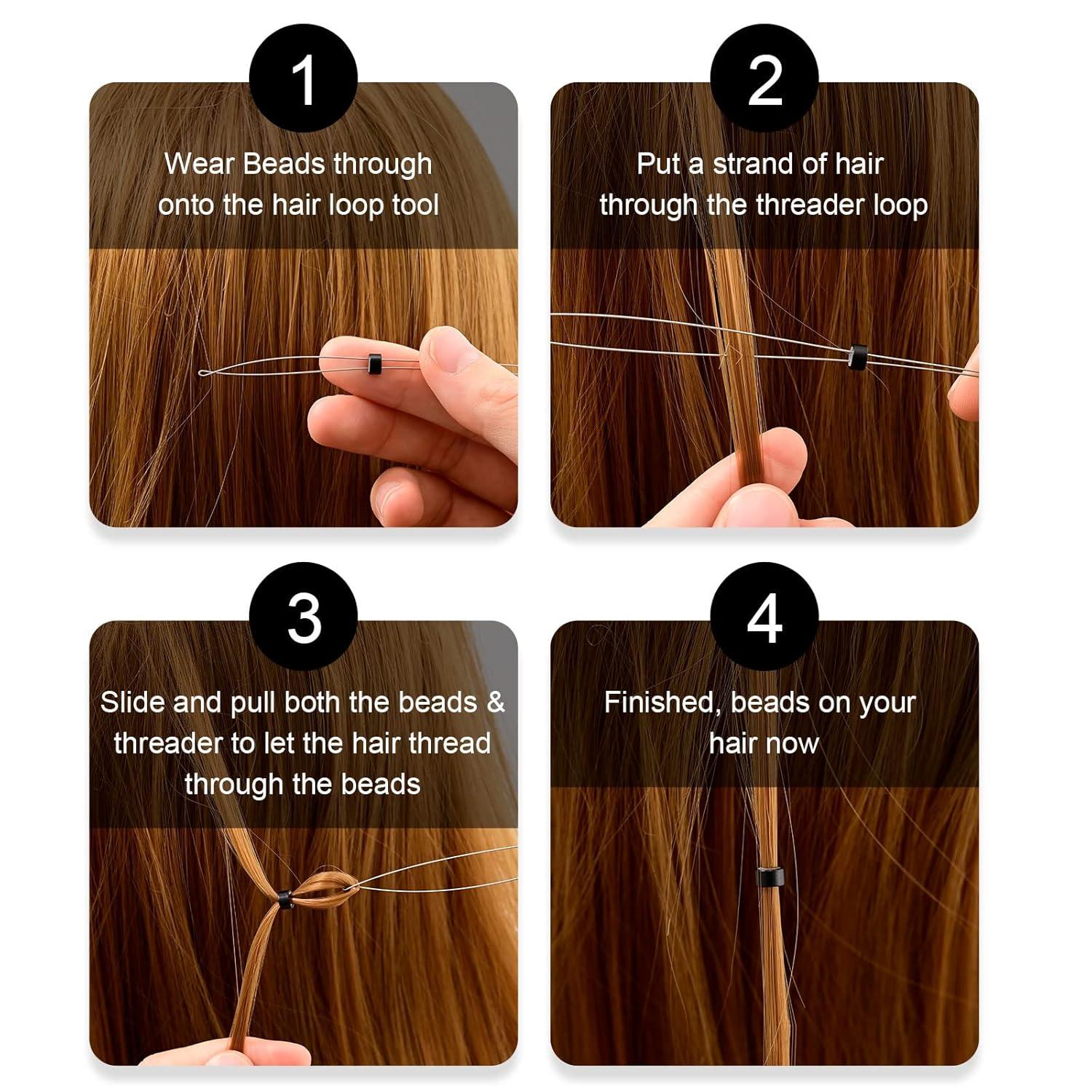 imageNEWISHTOOL Micro Links Hair Extensions Kit Hair Extension Pliers for Beads Hair Extension Loop Needle Pulling Hook Tool Bead Device Tool Kits Micro Link Tools for Hair or Feather Extensions StylingGold