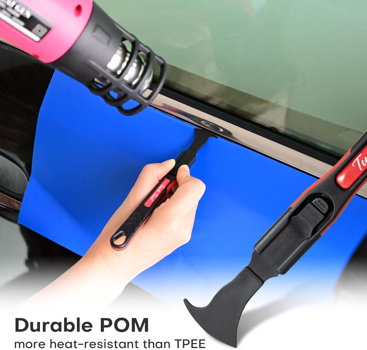 imageNEWISHTOOL Micro Squeegee Vinyl Wrap Tool 6 in 1 Pro Wrapping Stick Squeegee Tuck Tools HeatResistant POM Car Wrapping Tool Seam Edge Detail Application for Vinyl Tucking Sealing and Film Cutting