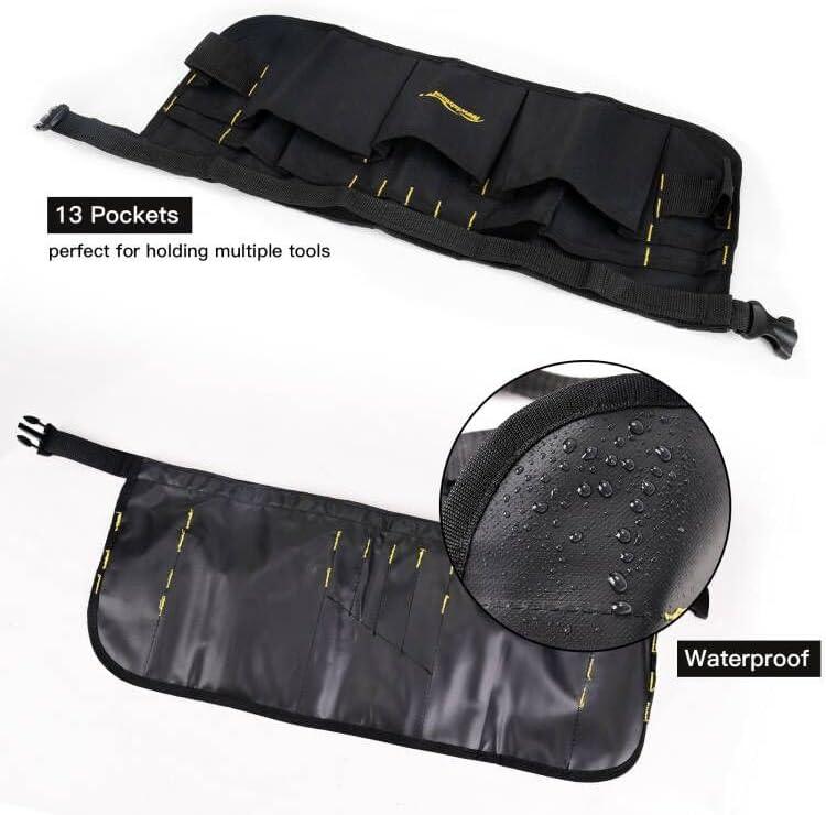 imageNEWISHTOOL Oxford Pocket Apron 13 Pockets Work Waist Tool Apron Duty Car Wrap Tools Bag for Film Application and Sign Making Adjustable Waist Strap Tools Pouch and Gloves for Adults