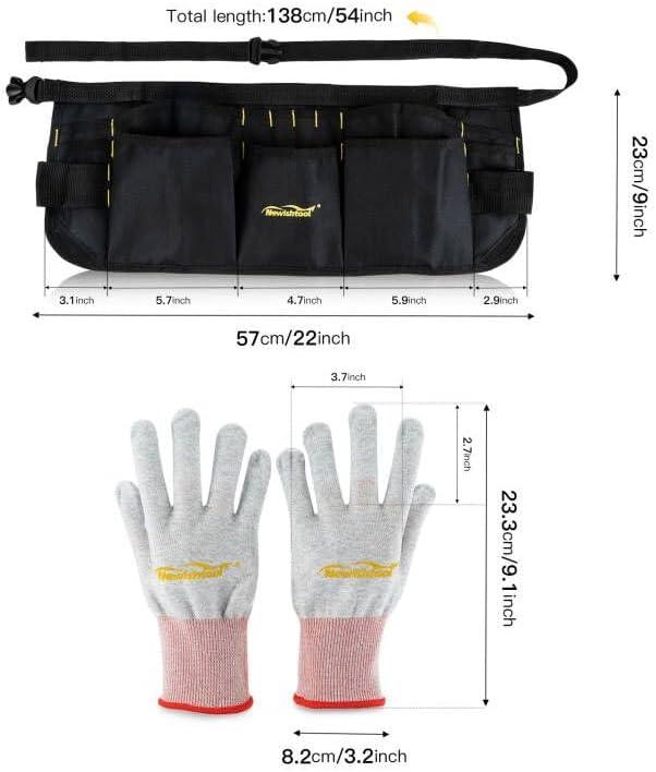 imageNEWISHTOOL Oxford Pocket Apron 13 Pockets Work Waist Tool Apron Duty Car Wrap Tools Bag for Film Application and Sign Making Adjustable Waist Strap Tools Pouch and Gloves for Adults