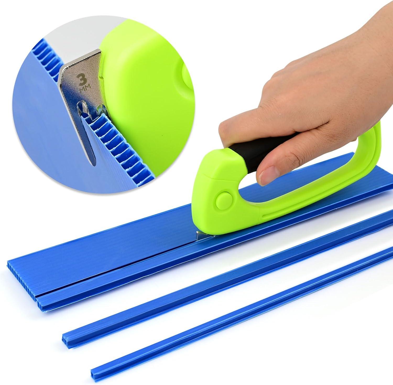 imageNEWISHTOOL PP Hollow Board Cutter 2 PCS Sign Making Tool Plastic Corrugated Sheet Die Cutting and Grooving Tool with 3mm and 5mm Blades Handheld Safety Cutter for DIY Craft PP Sheet Cut