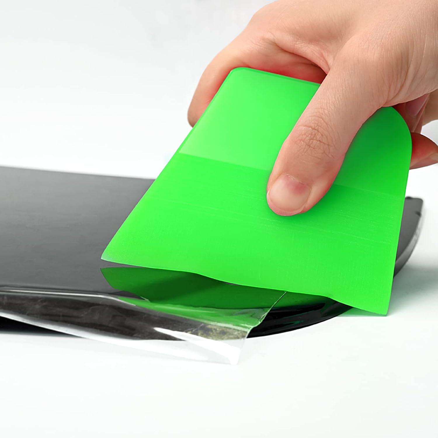 imageNEWISHTOOL PPF Squeegee for Vinyl Soft Rubber Scraper PPF Tools 3IN1 Small Squeegee for Paint Protection Film Installing Vinyl Wrap Window Tint Auto Glass Cleaning TPU Scraping Tool Scratch FreeGreen