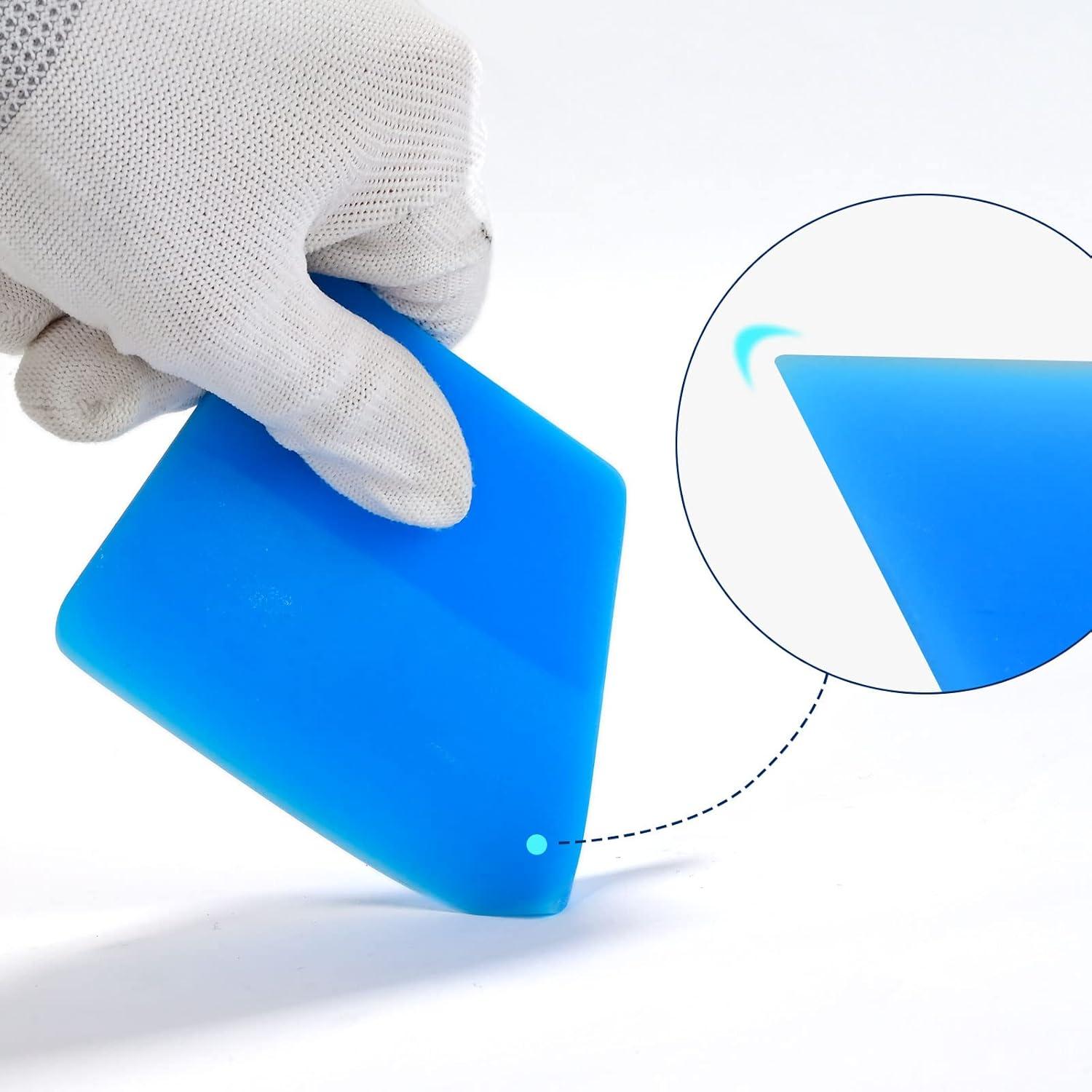 imageNEWISHTOOL PPF Squeegee for Vinyl Soft Rubber Scraper PPF Tools 3IN1 Small Squeegee for Paint Protection Film Installing Vinyl Wrap Window Tint Auto Glass Cleaning TPU Scraping Tool Scratch FreeBlue With Box Set