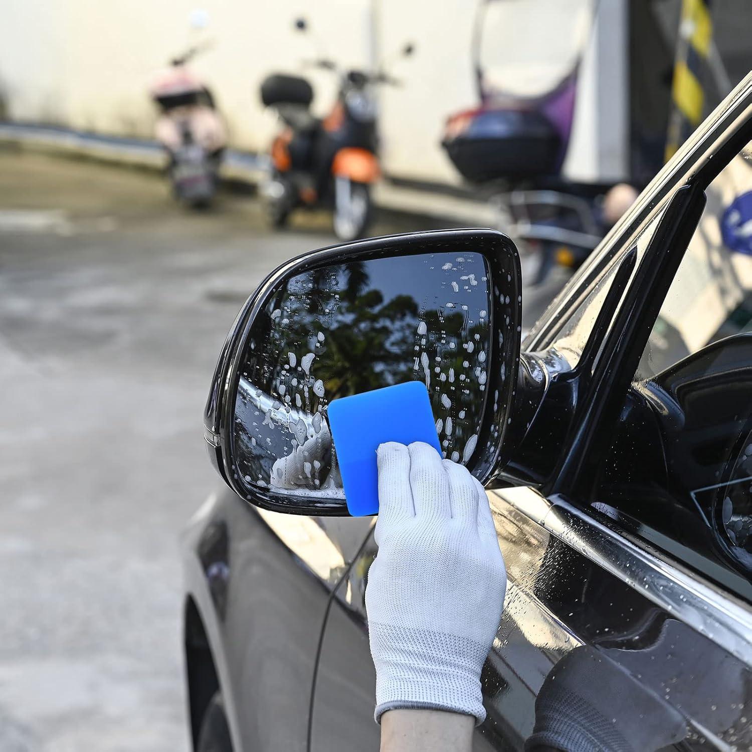 imageNEWISHTOOL PPF Squeegee for Vinyl Soft Rubber Scraper PPF Tools 3IN1 Small Squeegee for Paint Protection Film Installing Vinyl Wrap Window Tint Auto Glass Cleaning TPU Scraping Tool Scratch FreeBlue With Box Set