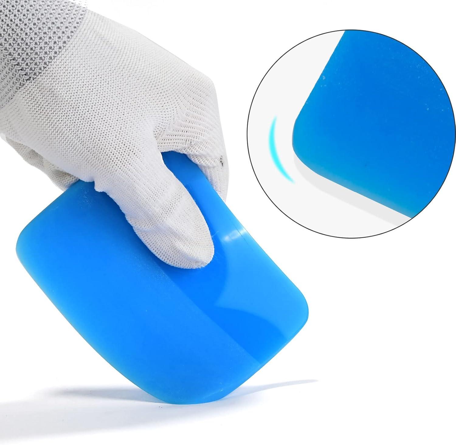 imageNEWISHTOOL PPF Squeegee for Vinyl Soft Rubber Scraper PPF Tools 3IN1 Small Squeegee for Paint Protection Film Installing Vinyl Wrap Window Tint Auto Glass Cleaning TPU Scraping Tool Scratch FreeBlue With Box Set