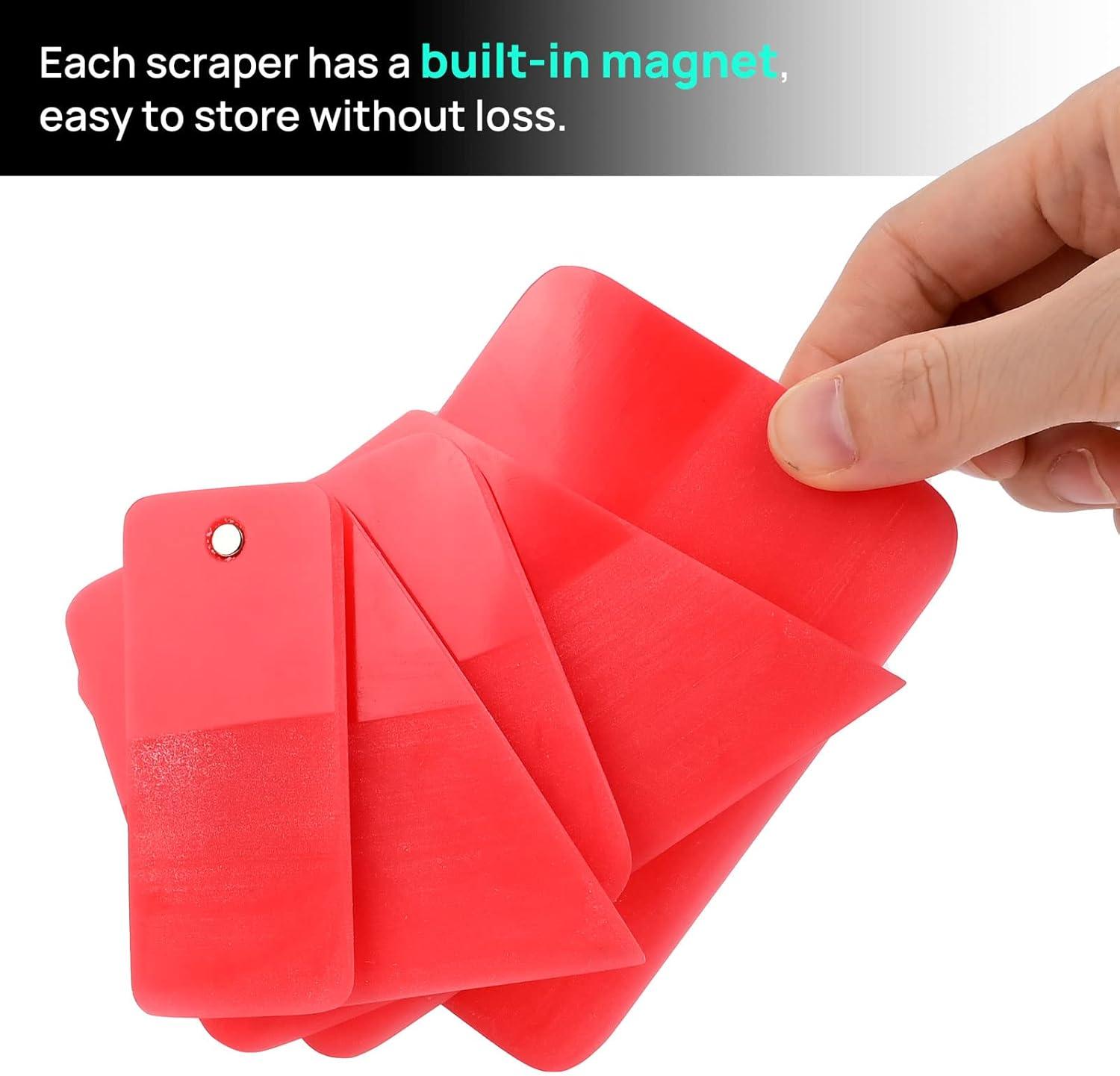 imageNEWISHTOOL PPF Squeegee for Vinyl Soft Rubber Scraper PPF Tools 3IN1 Small Squeegee for Paint Protection Film Installing Vinyl Wrap Window Tint Auto Glass Cleaning TPU Scraping Tool Scratch FreeMagnet Red Box Set