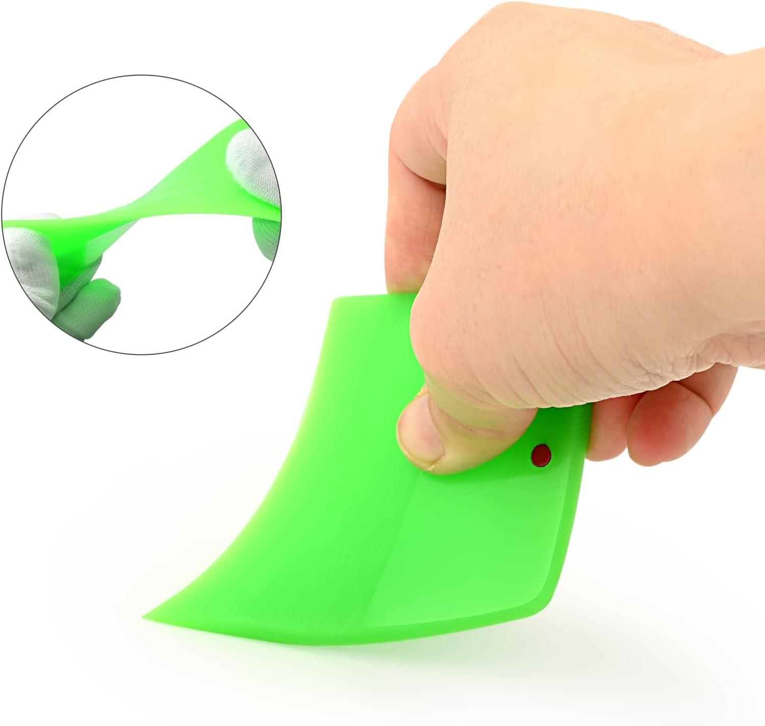 imageNEWISHTOOL PPF Squeegee for Vinyl Soft Rubber Scraper PPF Tools 3IN1 Small Squeegee for Paint Protection Film Installing Vinyl Wrap Window Tint Auto Glass Cleaning TPU Scraping Tool Scratch FreeGreen