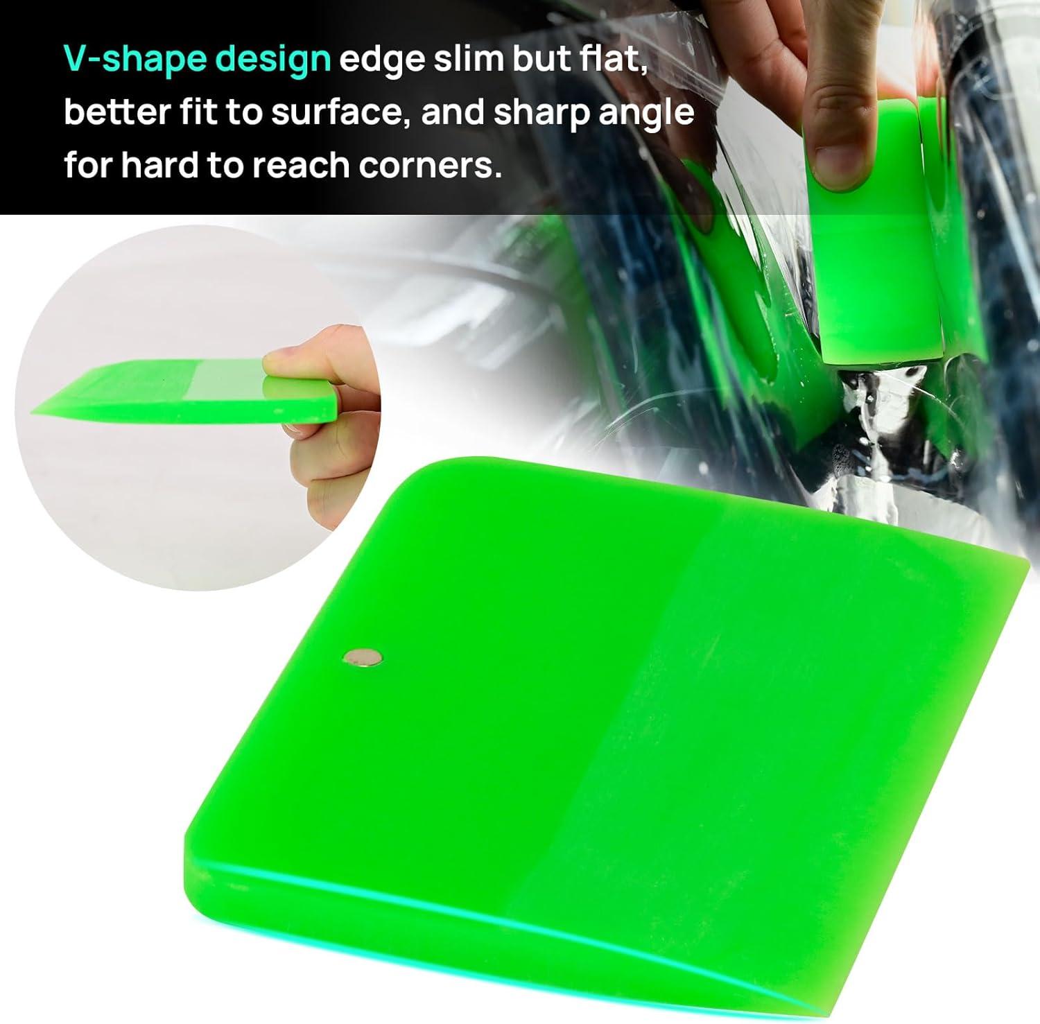 imageNEWISHTOOL PPF Squeegee for Vinyl Soft Rubber Scraper PPF Tools 3IN1 Small Squeegee for Paint Protection Film Installing Vinyl Wrap Window Tint Auto Glass Cleaning TPU Scraping Tool Scratch FreeGreen