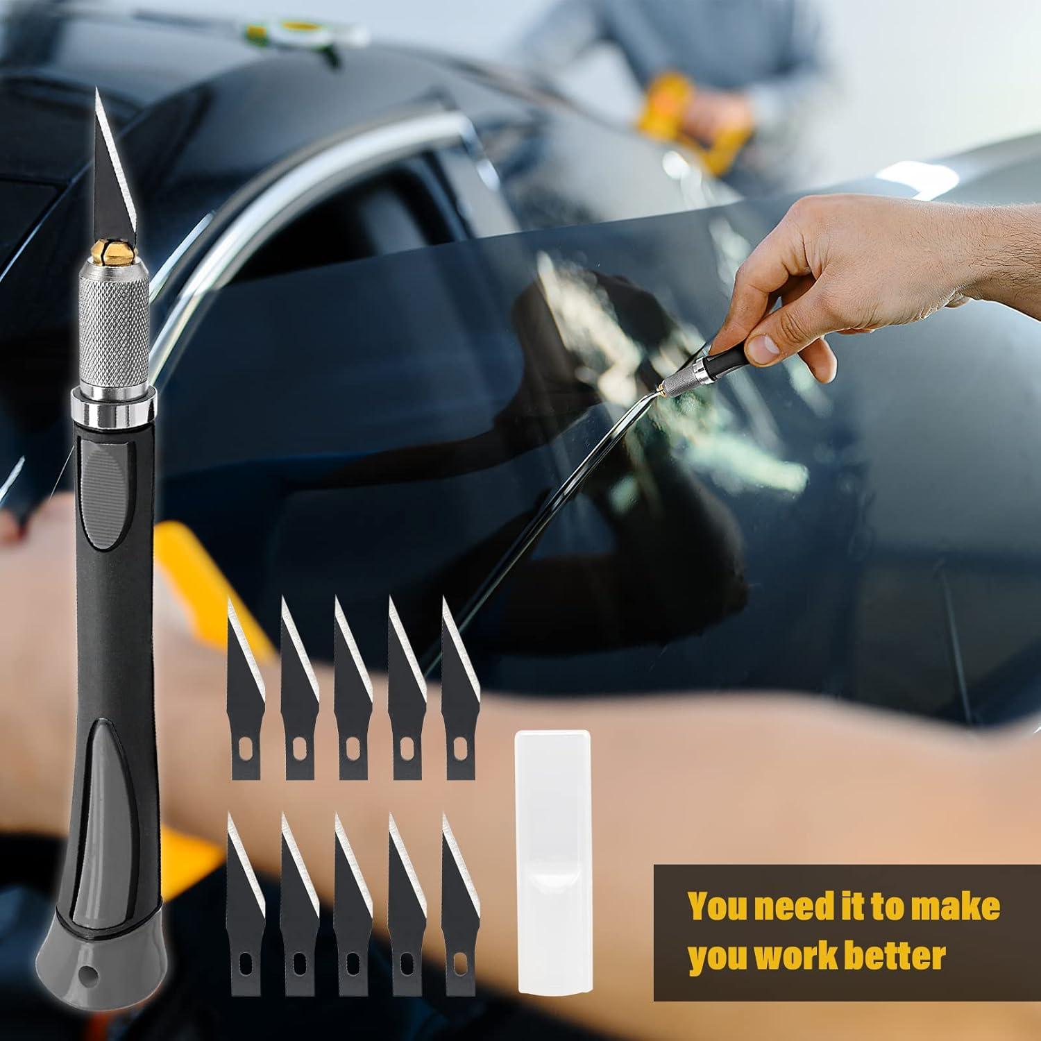 imageNEWISHTOOL Precision Knife Craft Hobby Knife Set with 10 PCS Black Razor Blades for Art Utility Cutter for Wood Crafting Working Stencil Scrapbooking Architecture ModelingPumpkin CuttingGrey