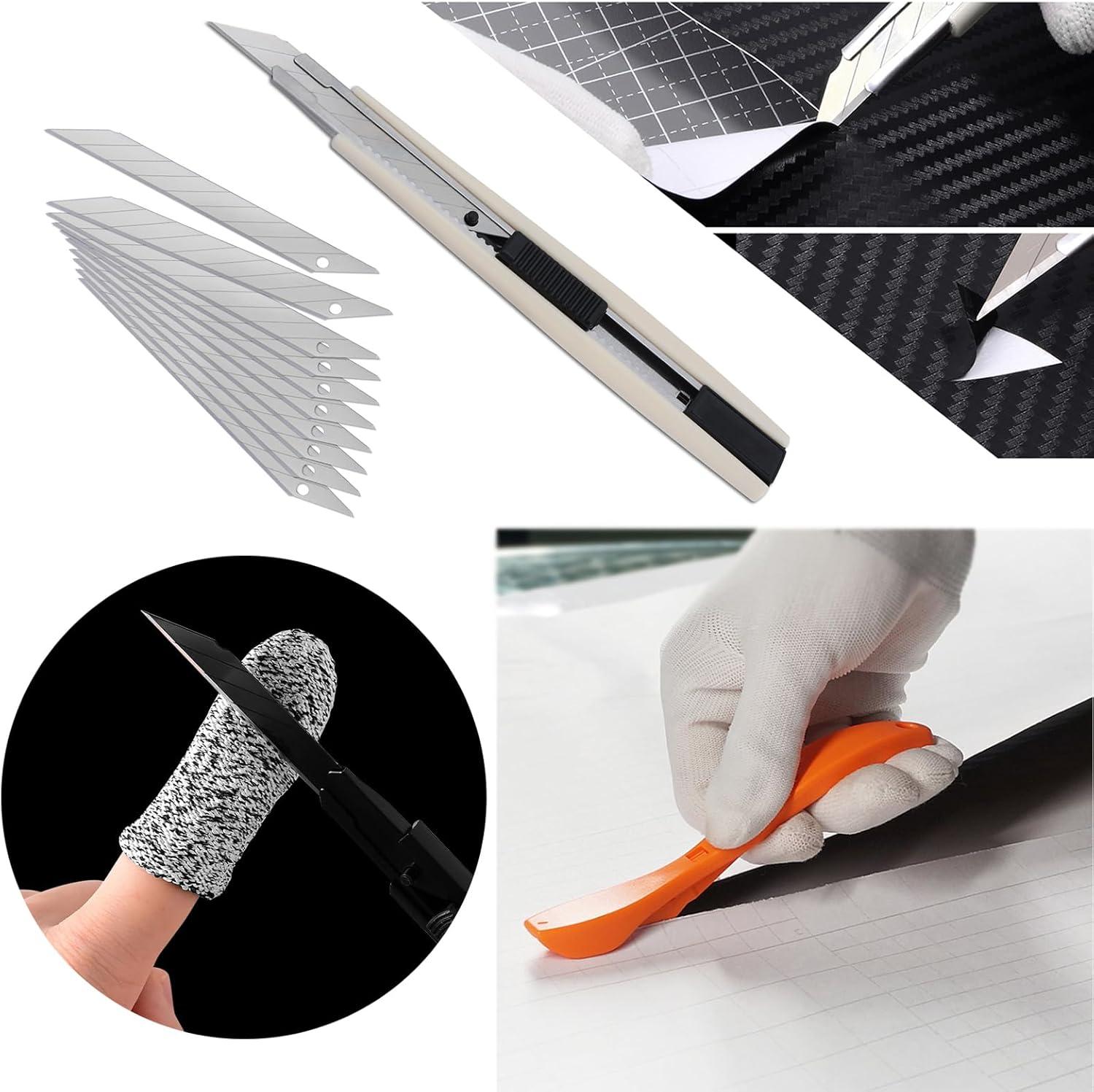 imageNEWISHTOOL Pro Vinyl Wraps Applicator Tool Kit Window Tint Film Car Wrapping Tools Includes 164Ft Knife Less Tape Felt Squeegee Plastic Scraper Wrap Knife and Blades Magnet Holders NT026ANT026A