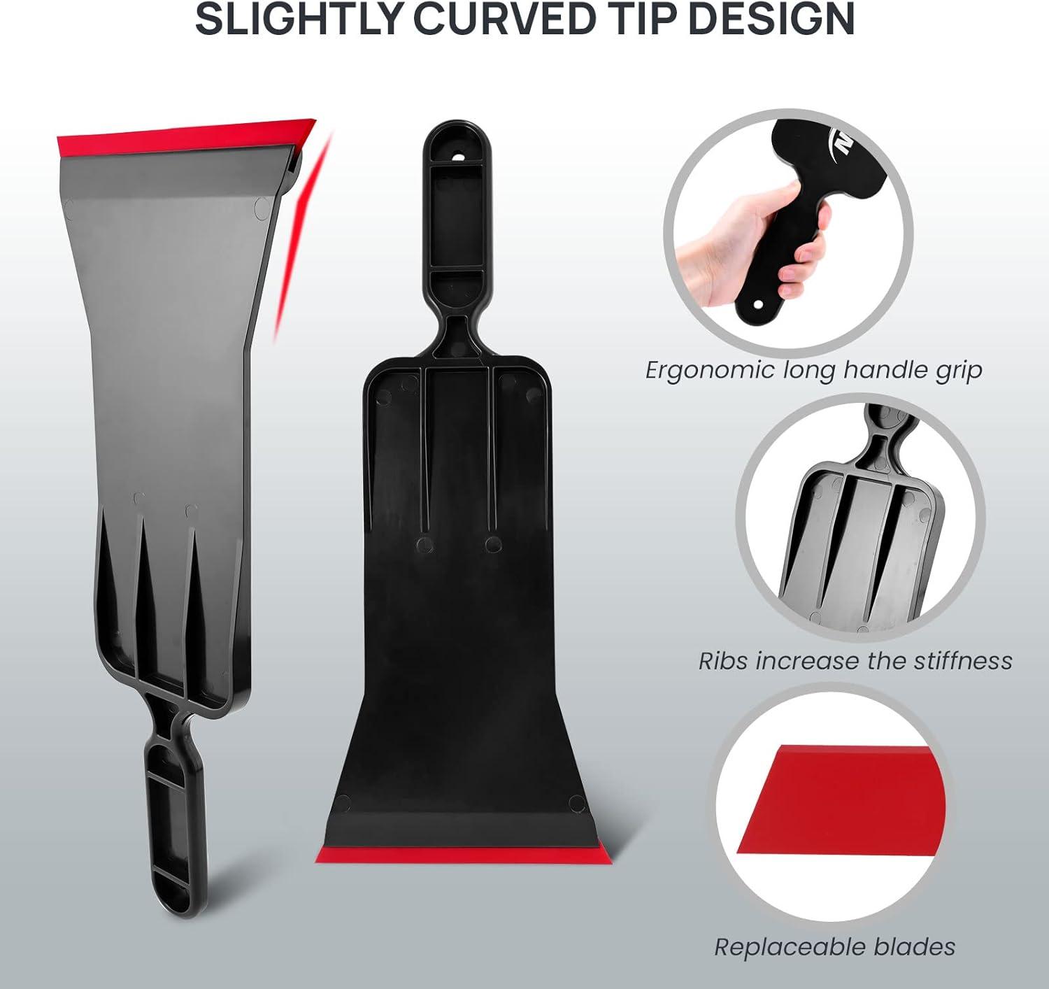 imageNEWISHTOOL Professional Car Tint Tools Long Handle Squeegee ampamp Rope with Different Hardness Rubber Blade for Windshield Washing ampamp Tinting