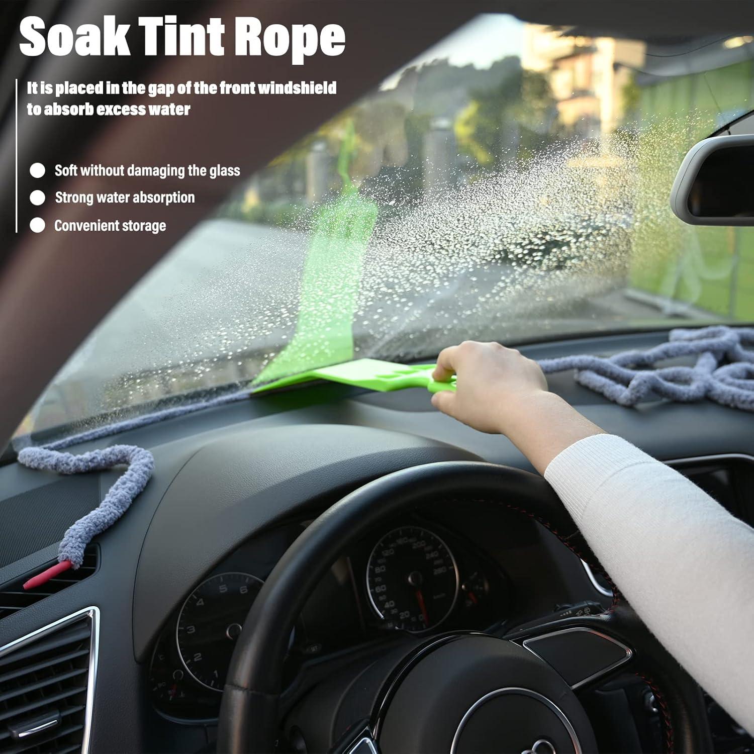 imageNEWISHTOOL Professional Car Tint Tools Long Handle Squeegee ampamp Rope with Different Hardness Rubber Blade for Windshield Washing ampamp Tinting