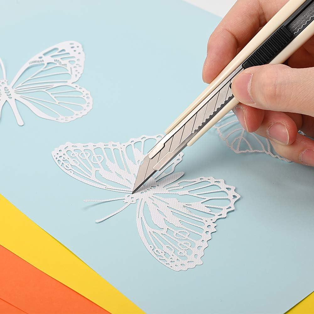 imageNEWISHTOOL Retractable Utility Knife with 30 Degree Snap Off Blade 3 PCS 9mm Box Cutter Knives and 30 PCS Extra Blades Cartons Cardboard Vinyl Paper Cutting Craft Knife Comfortable Handle