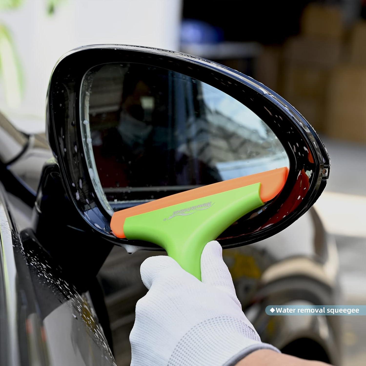 imageNEWISHTOOL Small Squeegee for Vinyl Mini Squeegee for Car Windows Shower Squeegee for Glass Doors Silicone Blade Wiper 2 in 1 Hardness Rubber Blade Squeegee for PPF Install Window Film Application