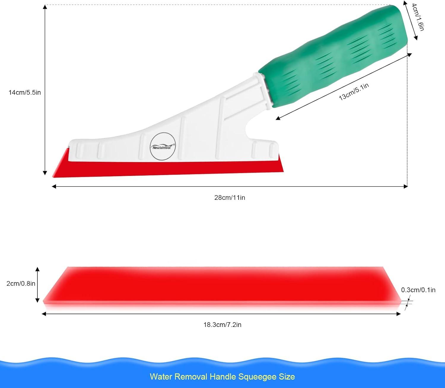 imageNEWISHTOOL Soft Rubber Squeegee for Vinyl Handle Water Squeegee for Mirror Shower Glass Door Window Cleaning Vinyl Wrap Window Tint Kit Sharp Corners No Bevel Channel Blade for Hard to Reach Spots