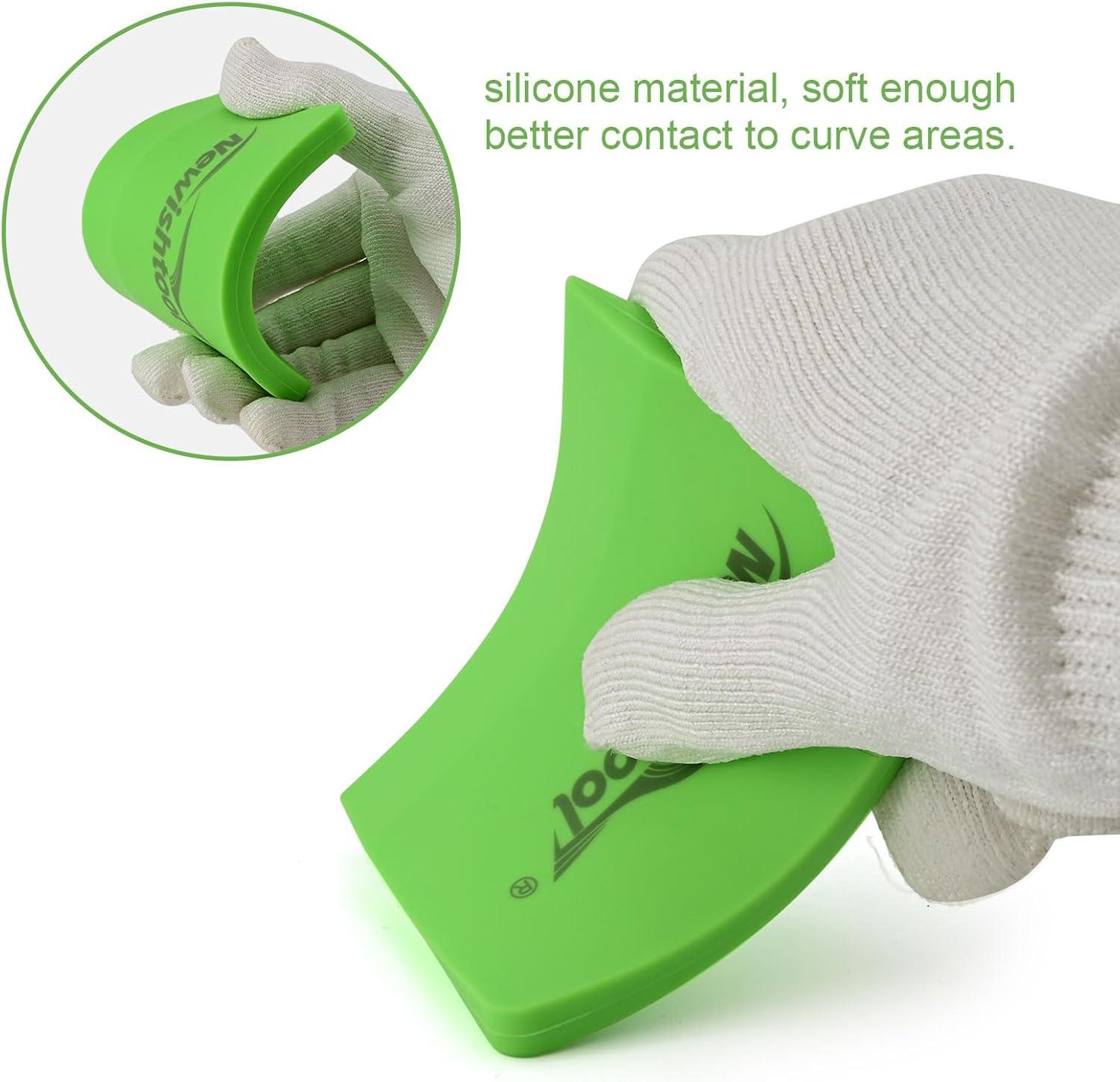 imageNEWISHTOOL Soft Silicone Small Squeegee for Vinyl 2 PCS PPF Tools Window Tinting VBlade Scraper for Window Film Application Car Paint Protective Film Installation ampamp Water RemovalGreen