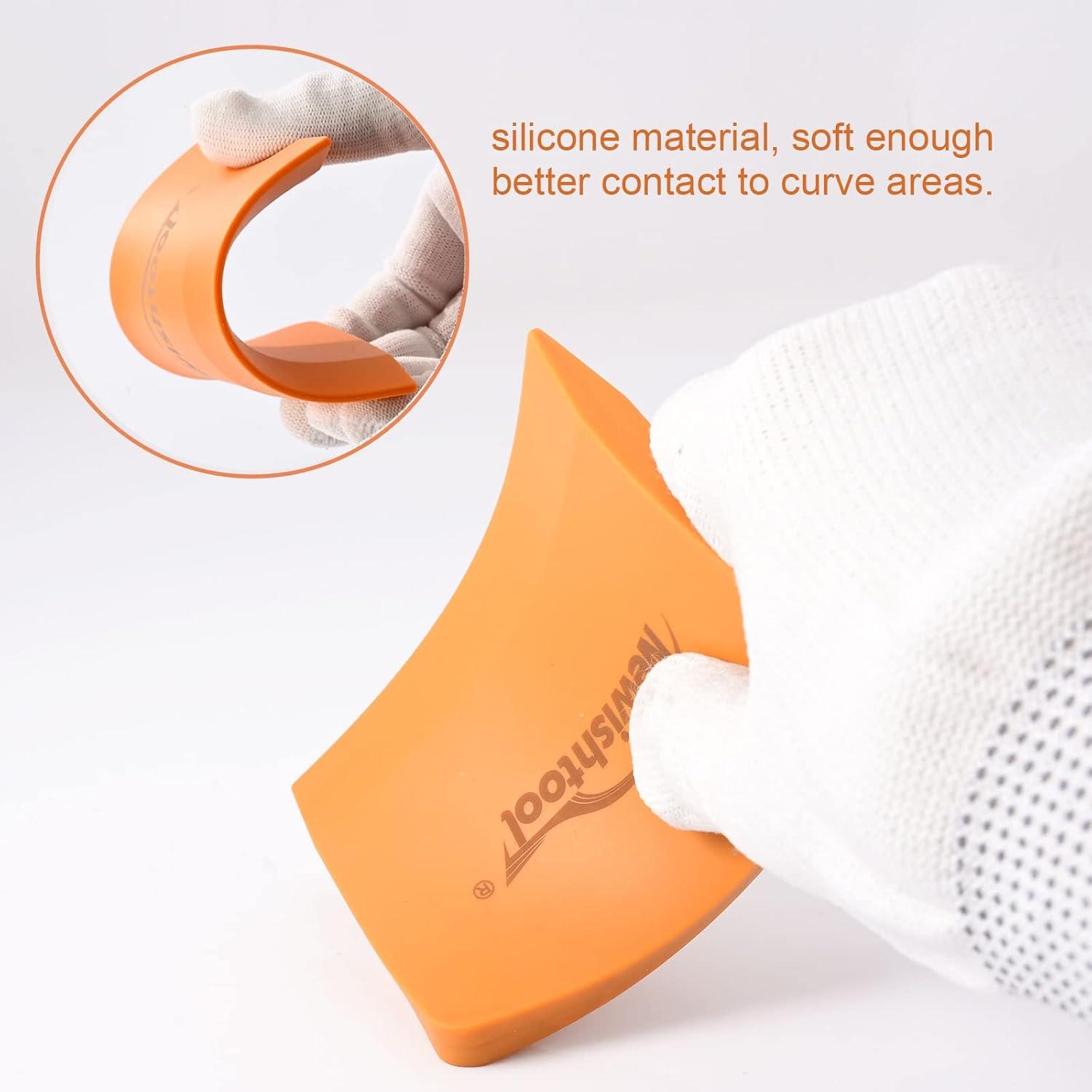 imageNEWISHTOOL Soft Silicone Small Squeegee for Vinyl 2 PCS PPF Tools Window Tinting VBlade Scraper for Window Film Application Car Paint Protective Film Installation ampamp Water RemovalOrange