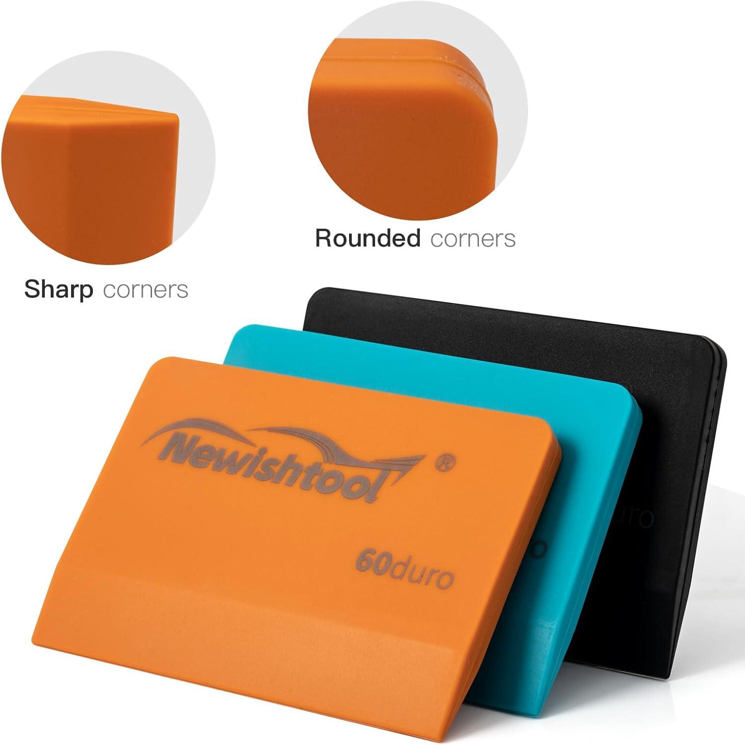 imageNEWISHTOOL Soft Silicone Squeegee 3 PCS Silicone Scraper in 3 Different Durometer Window Tint Tools PPF Squeegee Kit Small Squeegee for Car Windows Film Application VBlade Water Removal Scraper