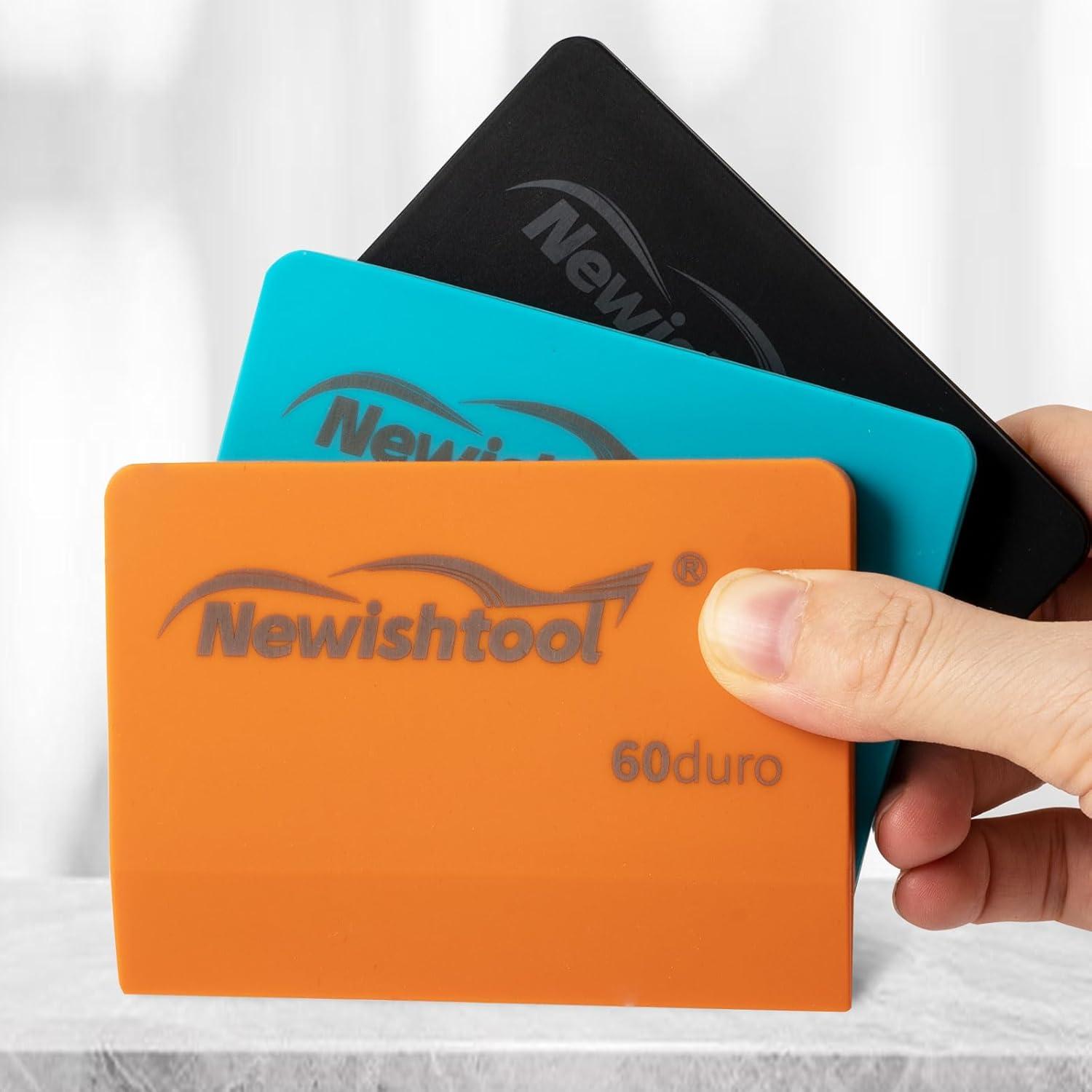 imageNEWISHTOOL Soft Silicone Squeegee 3 PCS Silicone Scraper in 3 Different Durometer Window Tint Tools PPF Squeegee Kit Small Squeegee for Car Windows Film Application VBlade Water Removal Scraper