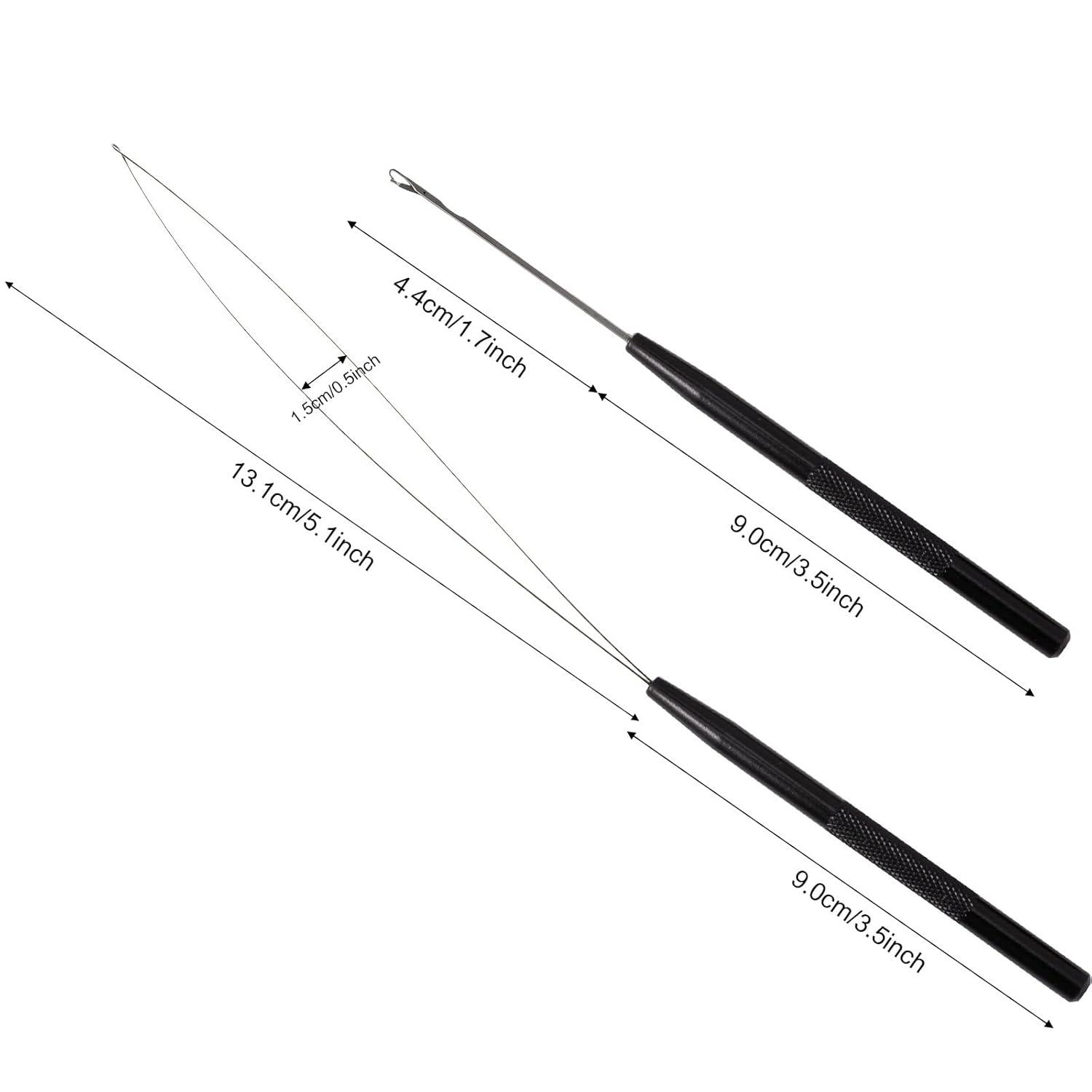 imageNEWISHTOOL Stainless Steel Hair Extension Tool Kit Loop Needle Pulling Hook and Threader Wire Beads Device for Hair Micro Links Hair Kit for Silicone Beads Feathers Hair Extension StylingBlack