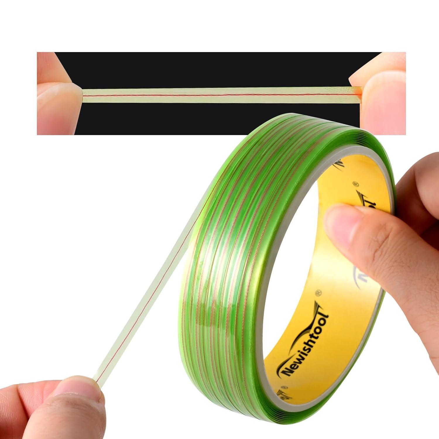 imageNEWISHTOOL Vinyl Wrap Cutting Tape Knife Less Finish Line Tape Tool 35mm x 50 Meter Roll 164 Ft Wrap Edge Cutting Detailer Tape with 2 PCS Finger Cots for Precise Cut Graphic Film Without Blade