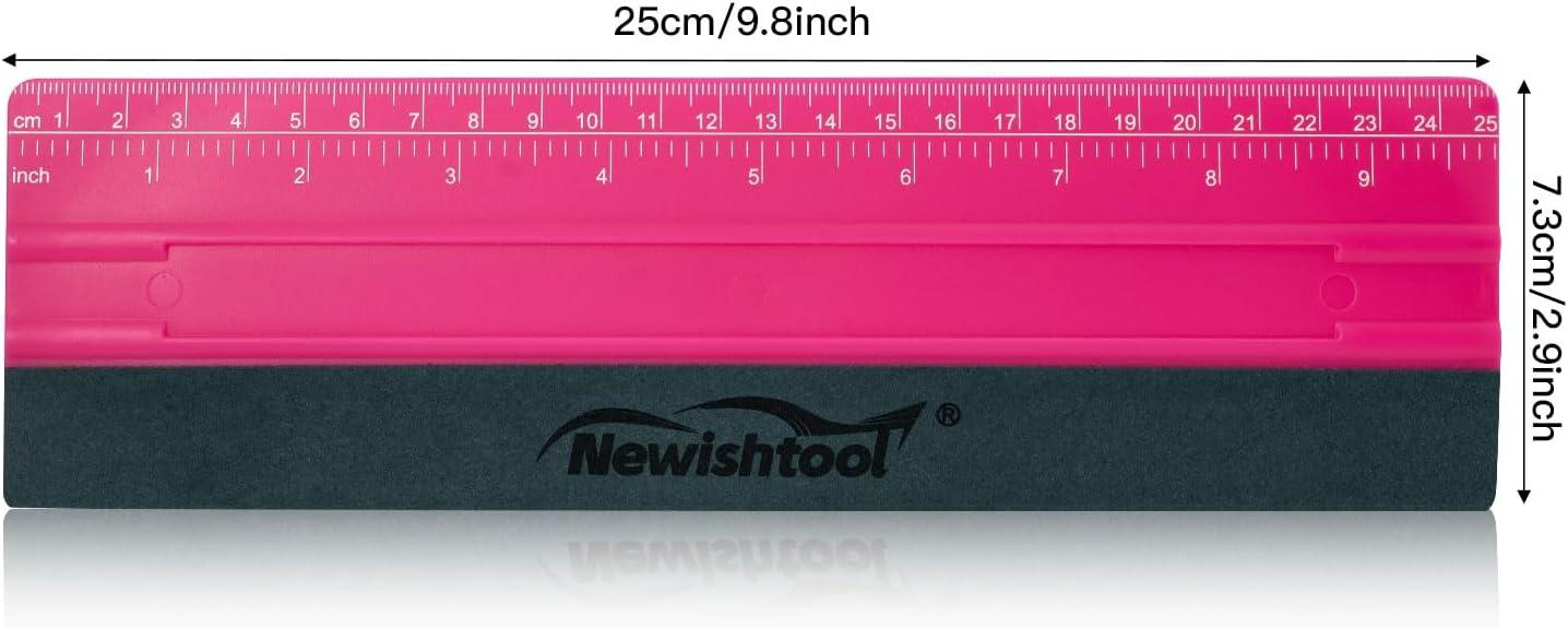 imageNEWISHTOOL Vinyl Wrap Squeegee for Vinyl Big Size Wallpaper Smoothing Squeegee 3 Pack 25CM Decals Squeegee with Ruler ampamp Micro Suede Felt Edge for Sign Making Graphic Window Tint Film ApplicationRose Pink