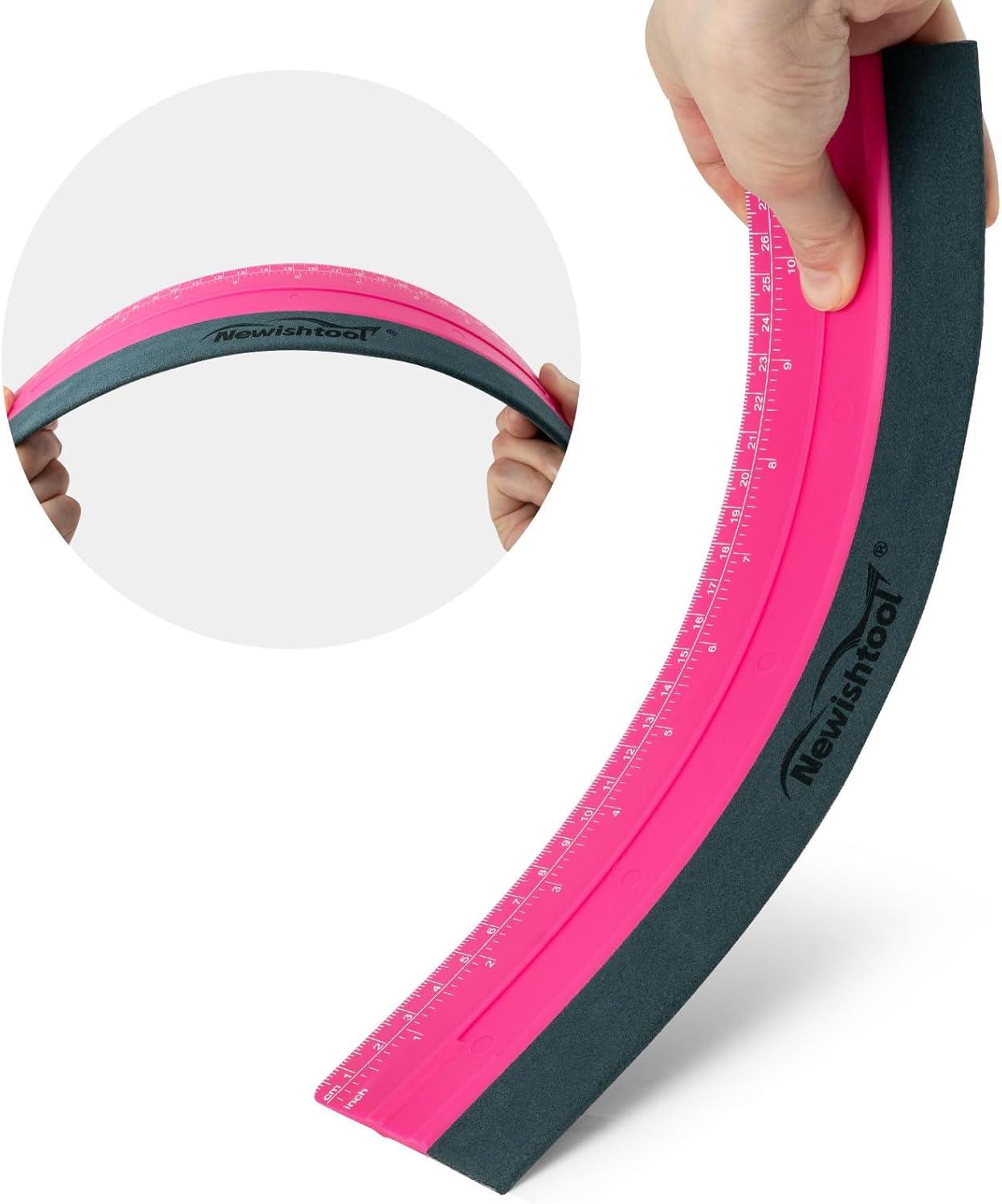 imageNEWISHTOOL Vinyl Wrap Squeegee for Vinyl Big Size Wallpaper Smoothing Squeegee 3 Pack 25CM Decals Squeegee with Ruler ampamp Micro Suede Felt Edge for Sign Making Graphic Window Tint Film ApplicationRose Pink