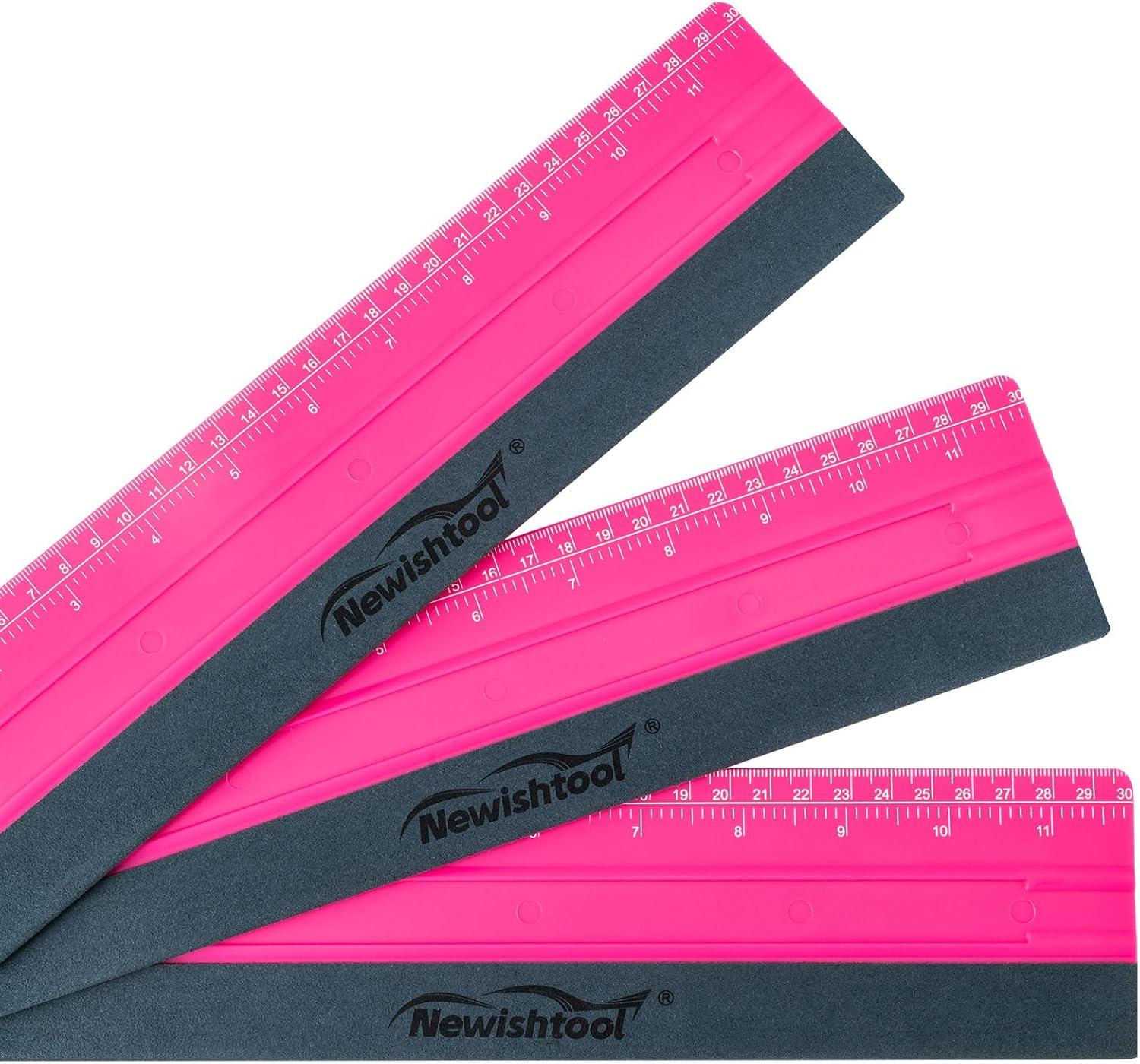 imageNEWISHTOOL Vinyl Wrap Squeegee for Vinyl Big Size Wallpaper Smoothing Squeegee 3 Pack 25CM Decals Squeegee with Ruler ampamp Micro Suede Felt Edge for Sign Making Graphic Window Tint Film ApplicationRose Pink