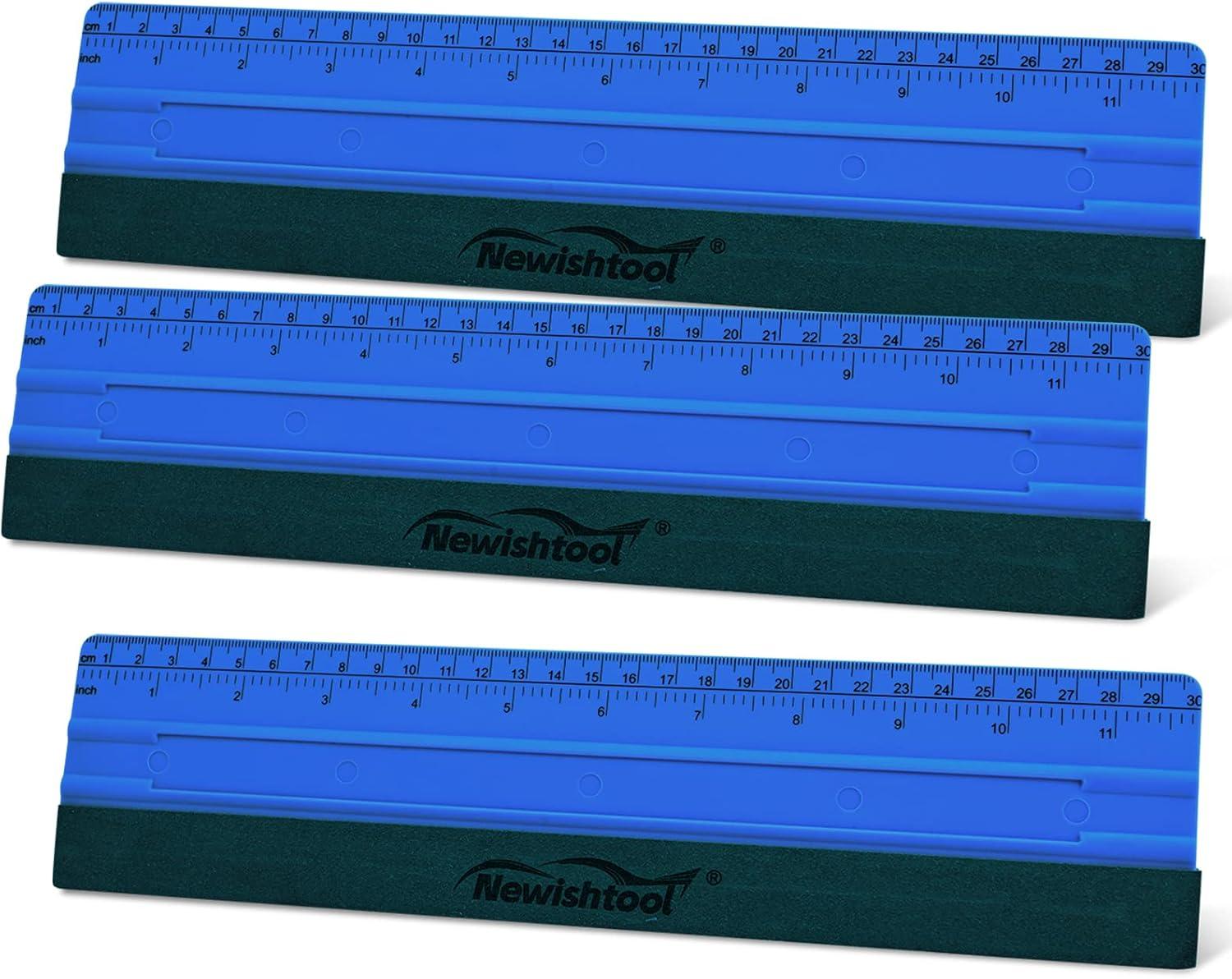 imageNEWISHTOOL Vinyl Wrap Squeegee for Vinyl Big Size Wallpaper Smoothing Squeegee 3 Pack 25CM Decals Squeegee with Ruler ampamp Micro Suede Felt Edge for Sign Making Graphic Window Tint Film ApplicationBlue