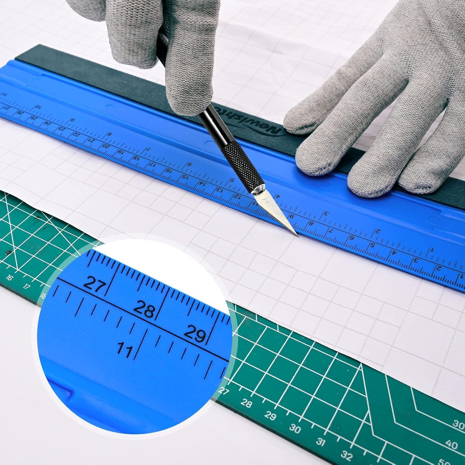 imageNEWISHTOOL Vinyl Wrap Squeegee for Vinyl Big Size Wallpaper Smoothing Squeegee 3 Pack 25CM Decals Squeegee with Ruler ampamp Micro Suede Felt Edge for Sign Making Graphic Window Tint Film ApplicationBlue