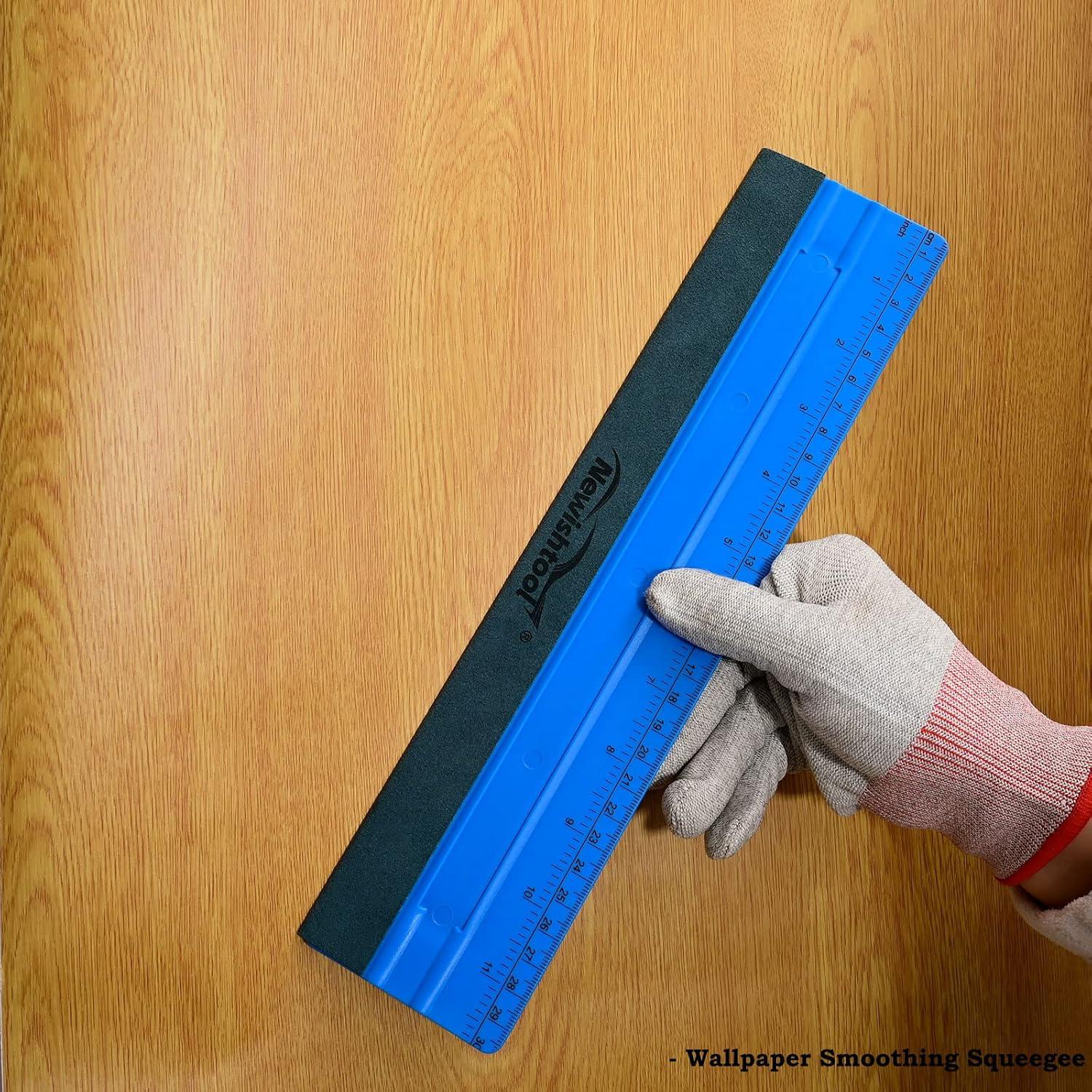 imageNEWISHTOOL Vinyl Wrap Squeegee for Vinyl Big Size Wallpaper Smoothing Squeegee 3 Pack 25CM Decals Squeegee with Ruler ampamp Micro Suede Felt Edge for Sign Making Graphic Window Tint Film ApplicationBlue