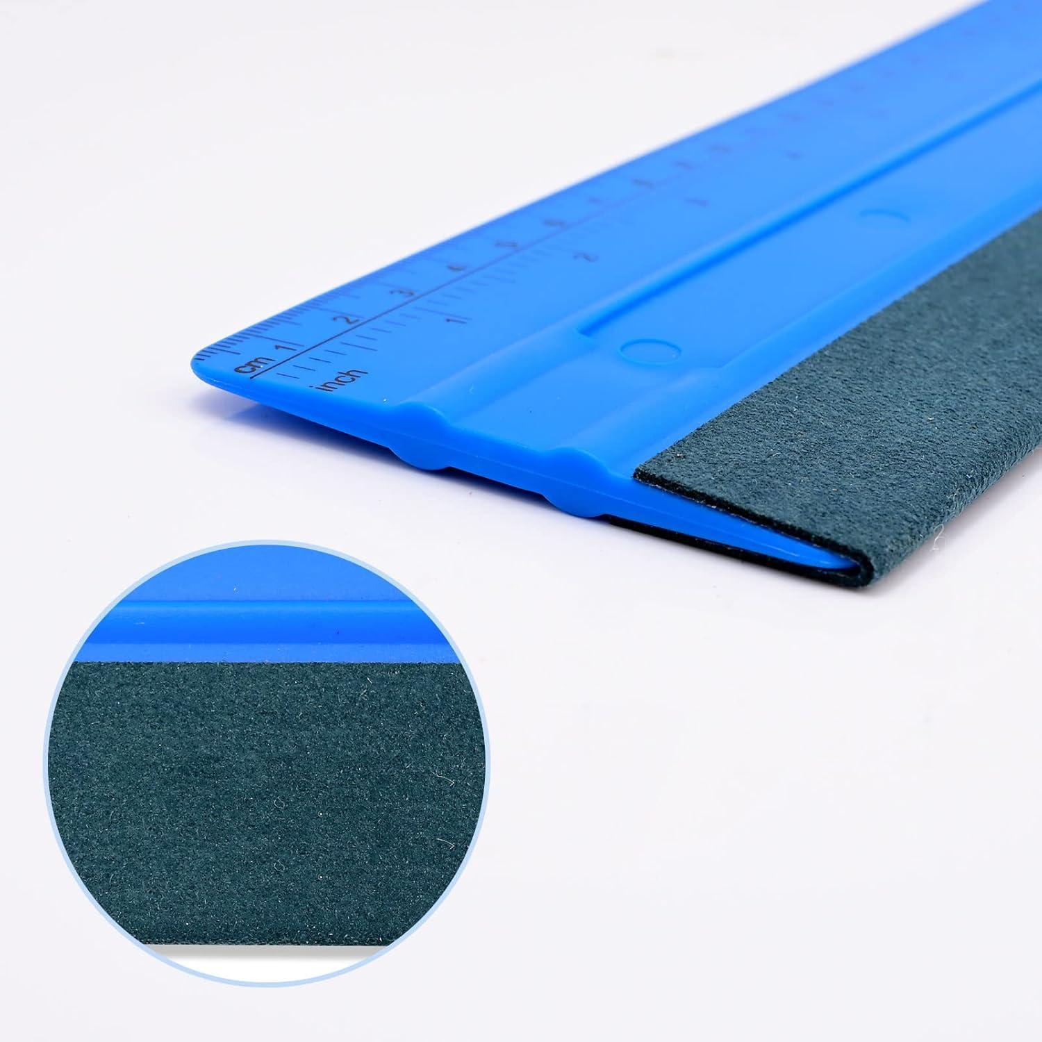 imageNEWISHTOOL Vinyl Wrap Squeegee for Vinyl Big Size Wallpaper Smoothing Squeegee 3 Pack 25CM Decals Squeegee with Ruler ampamp Micro Suede Felt Edge for Sign Making Graphic Window Tint Film ApplicationBlue