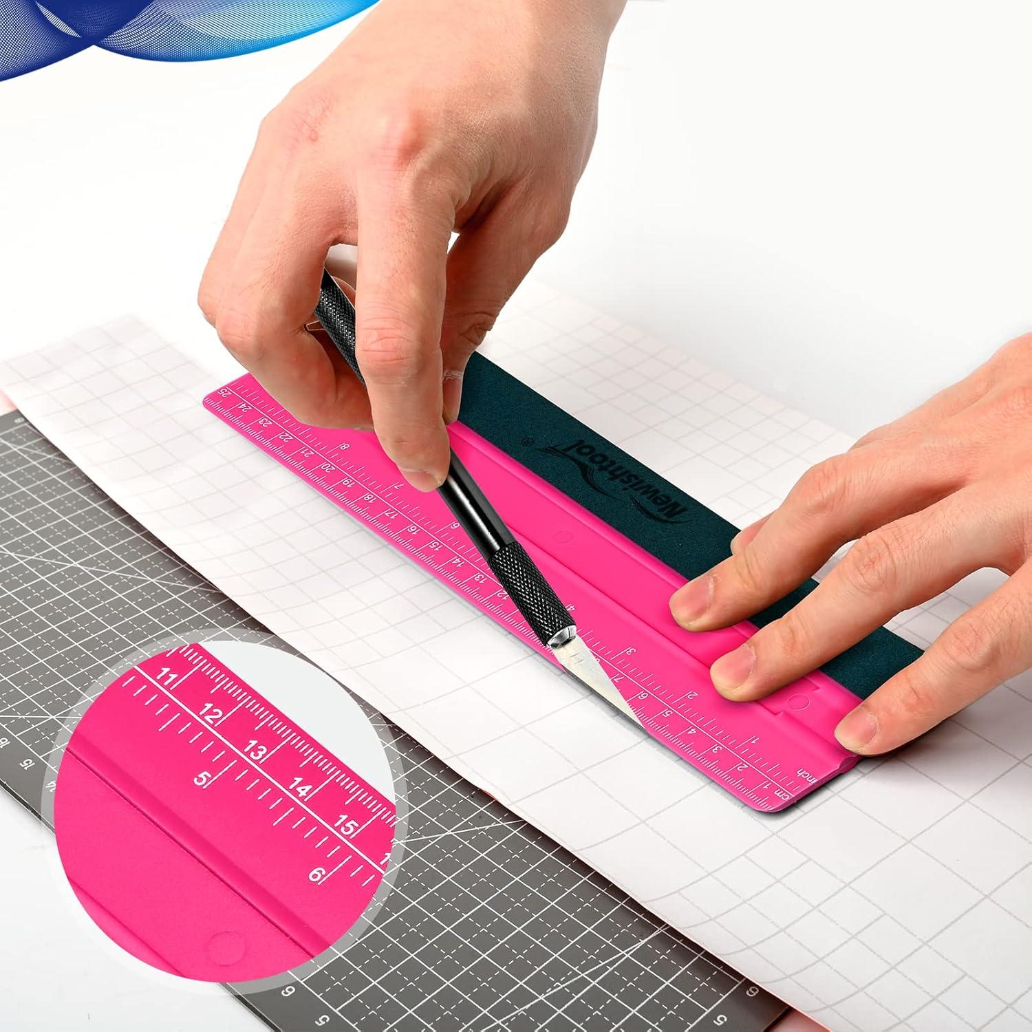 imageNEWISHTOOL Vinyl Wrap Squeegee for Vinyl Big Size Wallpaper Smoothing Squeegee 3 Pack 25CM Decals Squeegee with Ruler ampamp Micro Suede Felt Edge for Sign Making Graphic Window Tint Film ApplicationRose Pink