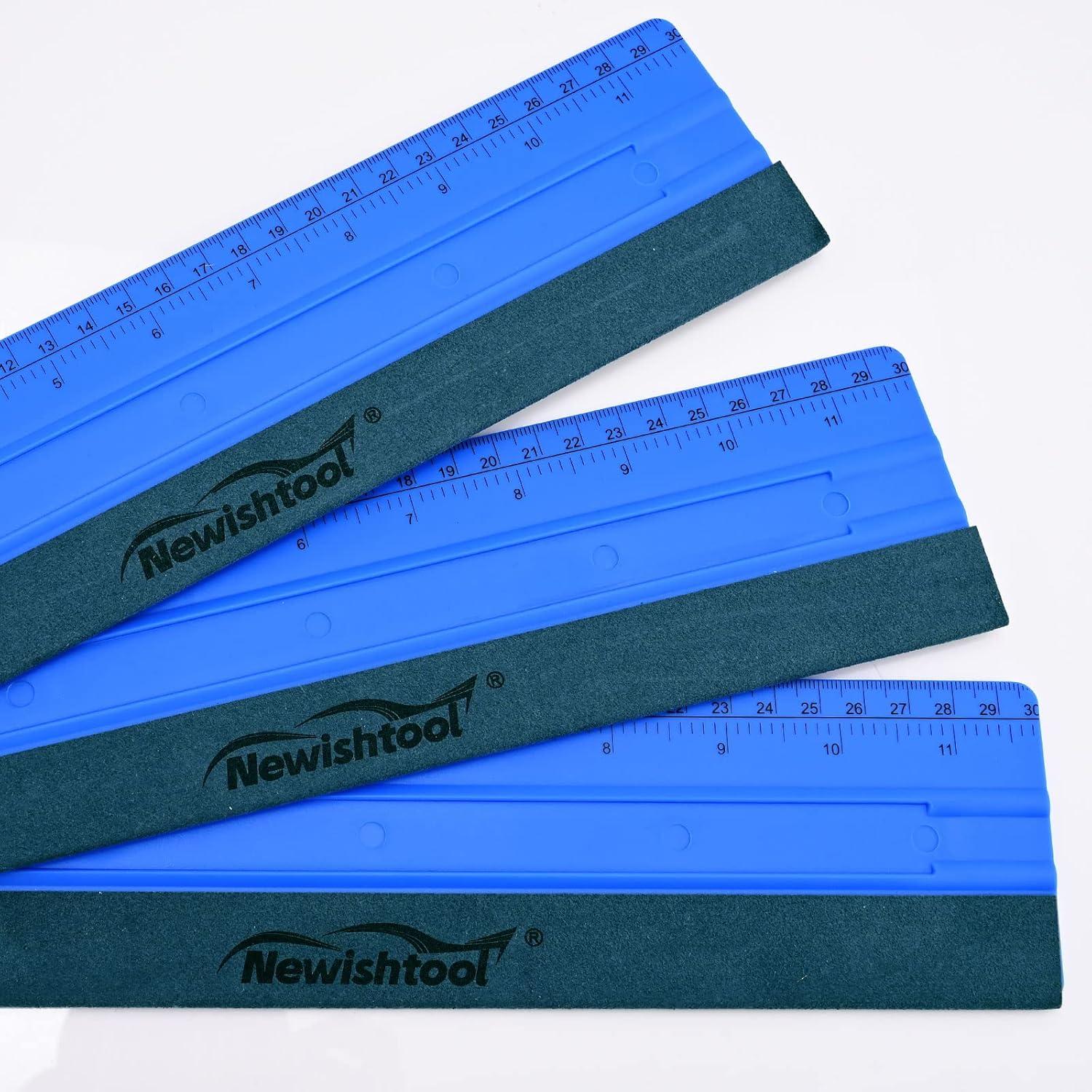 imageNEWISHTOOL Vinyl Wrap Squeegee for Vinyl Big Size Wallpaper Smoothing Squeegee 3 Pack 25CM Decals Squeegee with Ruler ampamp Micro Suede Felt Edge for Sign Making Graphic Window Tint Film ApplicationBlue