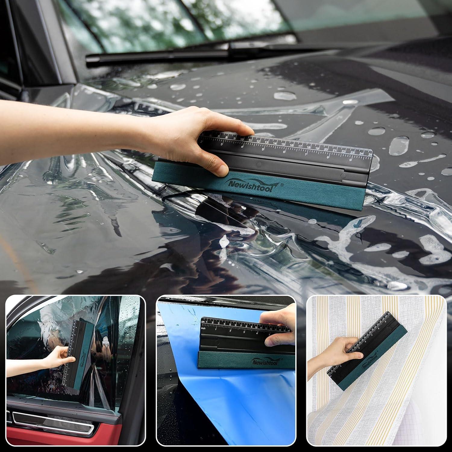 imageNEWISHTOOL Vinyl Wrap Squeegee for Vinyl Big Size Wallpaper Smoothing Squeegee 3 Pack 25CM Decals Squeegee with Ruler ampamp Micro Suede Felt Edge for Sign Making Graphic Window Tint Film ApplicationBlack