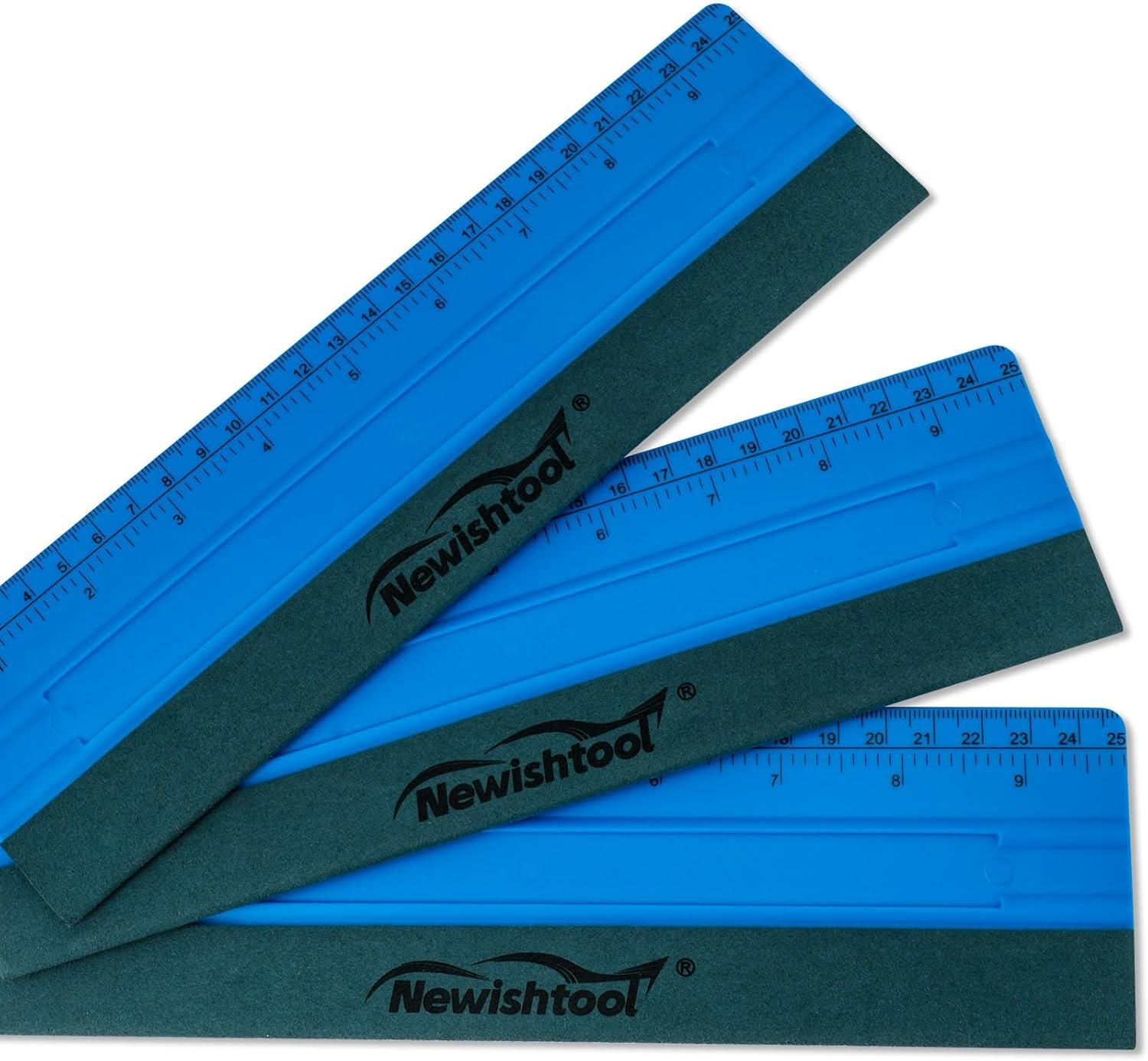imageNEWISHTOOL Vinyl Wrap Squeegee for Vinyl Big Size Wallpaper Smoothing Squeegee 3 Pack 25CM Decals Squeegee with Ruler ampamp Micro Suede Felt Edge for Sign Making Graphic Window Tint Film ApplicationBlue