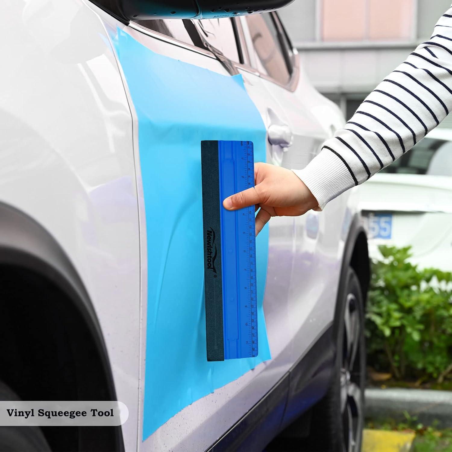 imageNEWISHTOOL Vinyl Wrap Squeegee for Vinyl Big Size Wallpaper Smoothing Squeegee 3 Pack 25CM Decals Squeegee with Ruler ampamp Micro Suede Felt Edge for Sign Making Graphic Window Tint Film ApplicationBlue