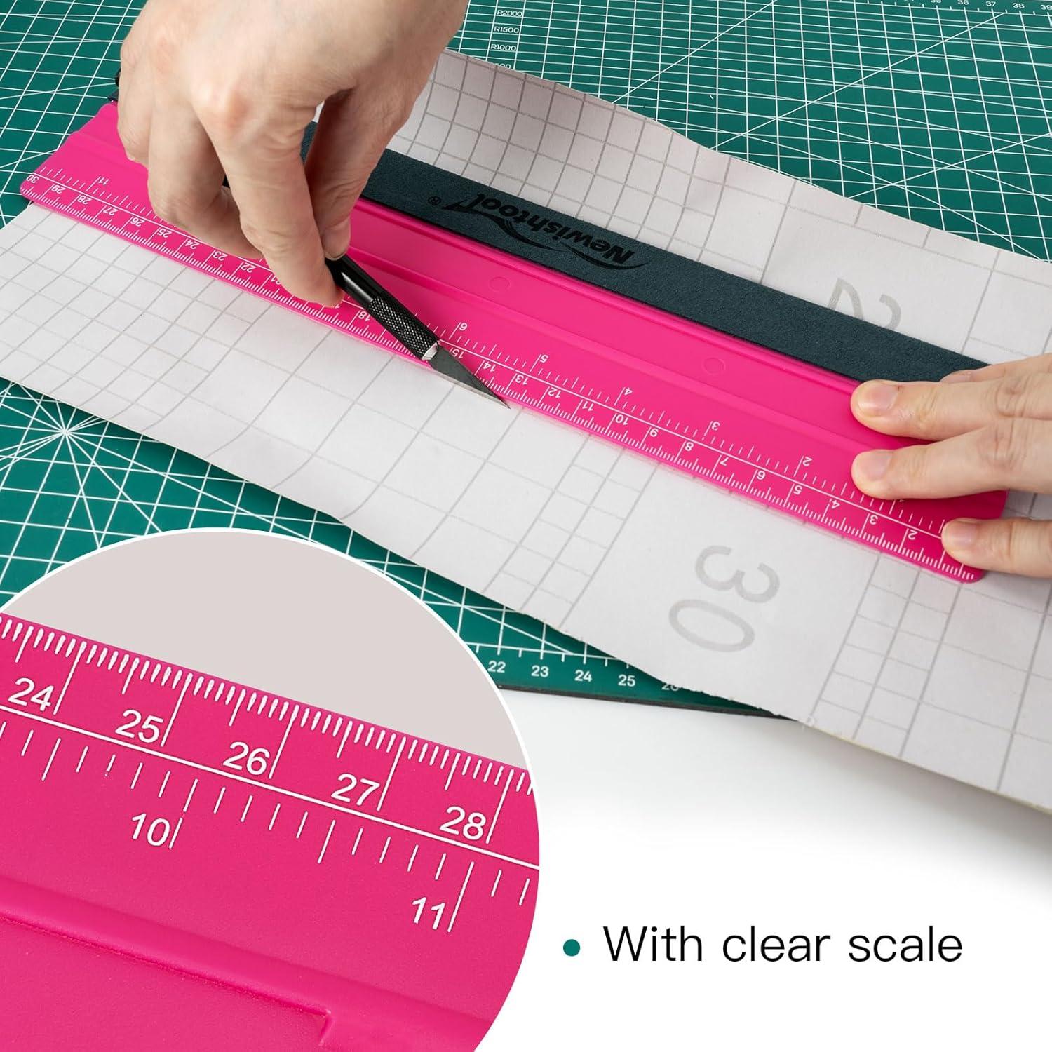 imageNEWISHTOOL Vinyl Wrap Squeegee for Vinyl Big Size Wallpaper Smoothing Squeegee 3 Pack 25CM Decals Squeegee with Ruler ampamp Micro Suede Felt Edge for Sign Making Graphic Window Tint Film ApplicationRose Pink