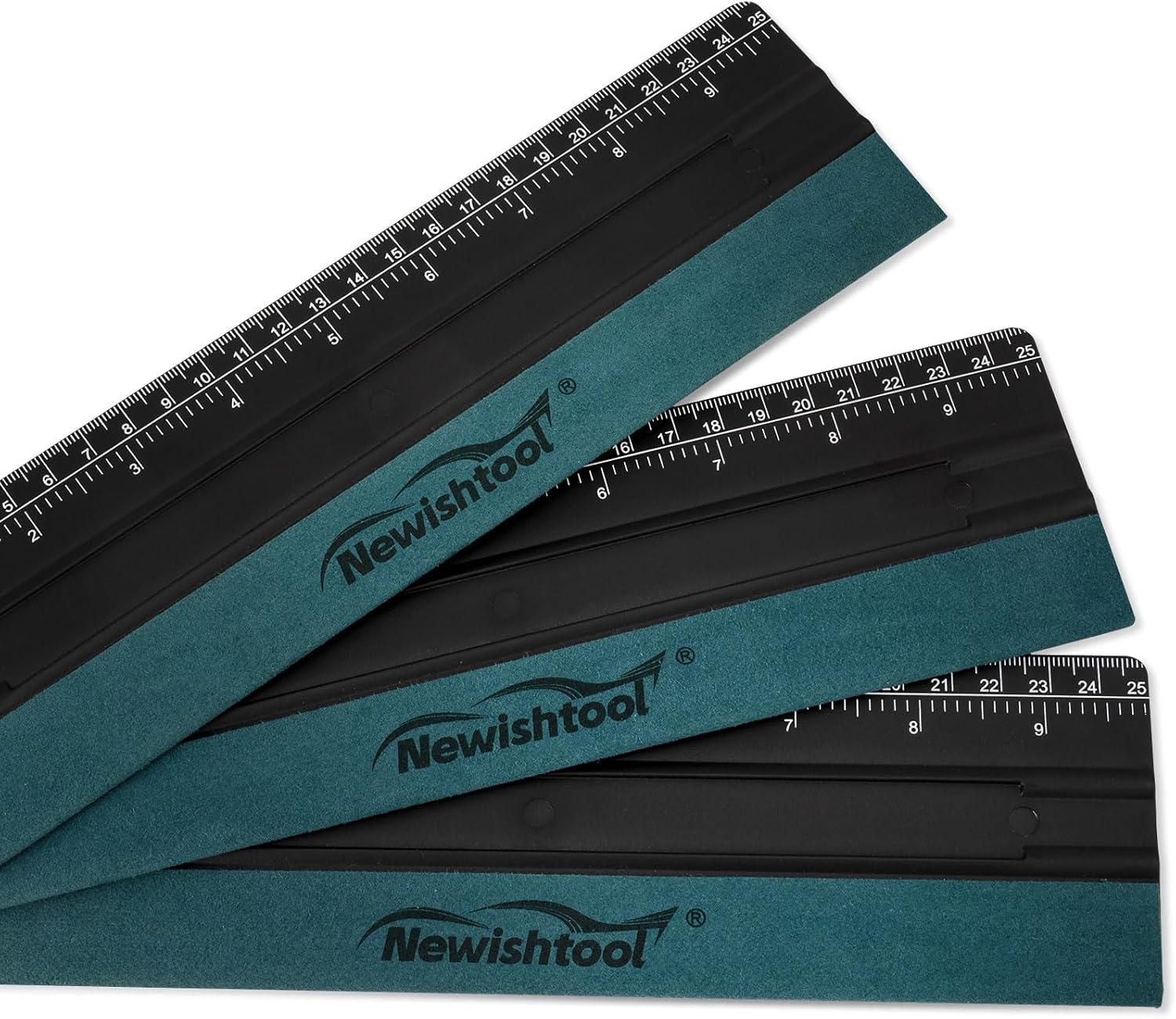imageNEWISHTOOL Vinyl Wrap Squeegee for Vinyl Big Size Wallpaper Smoothing Squeegee 3 Pack 25CM Decals Squeegee with Ruler ampamp Micro Suede Felt Edge for Sign Making Graphic Window Tint Film ApplicationBlack