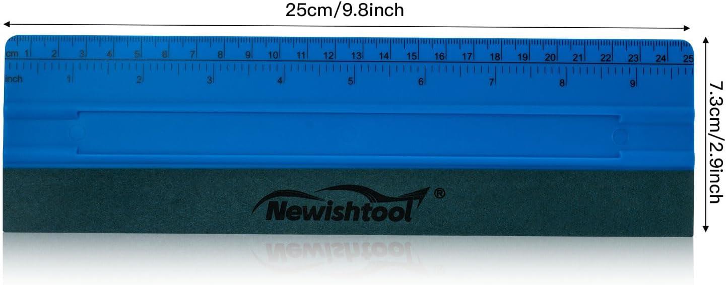 imageNEWISHTOOL Vinyl Wrap Squeegee for Vinyl Big Size Wallpaper Smoothing Squeegee 3 Pack 25CM Decals Squeegee with Ruler ampamp Micro Suede Felt Edge for Sign Making Graphic Window Tint Film ApplicationBlue
