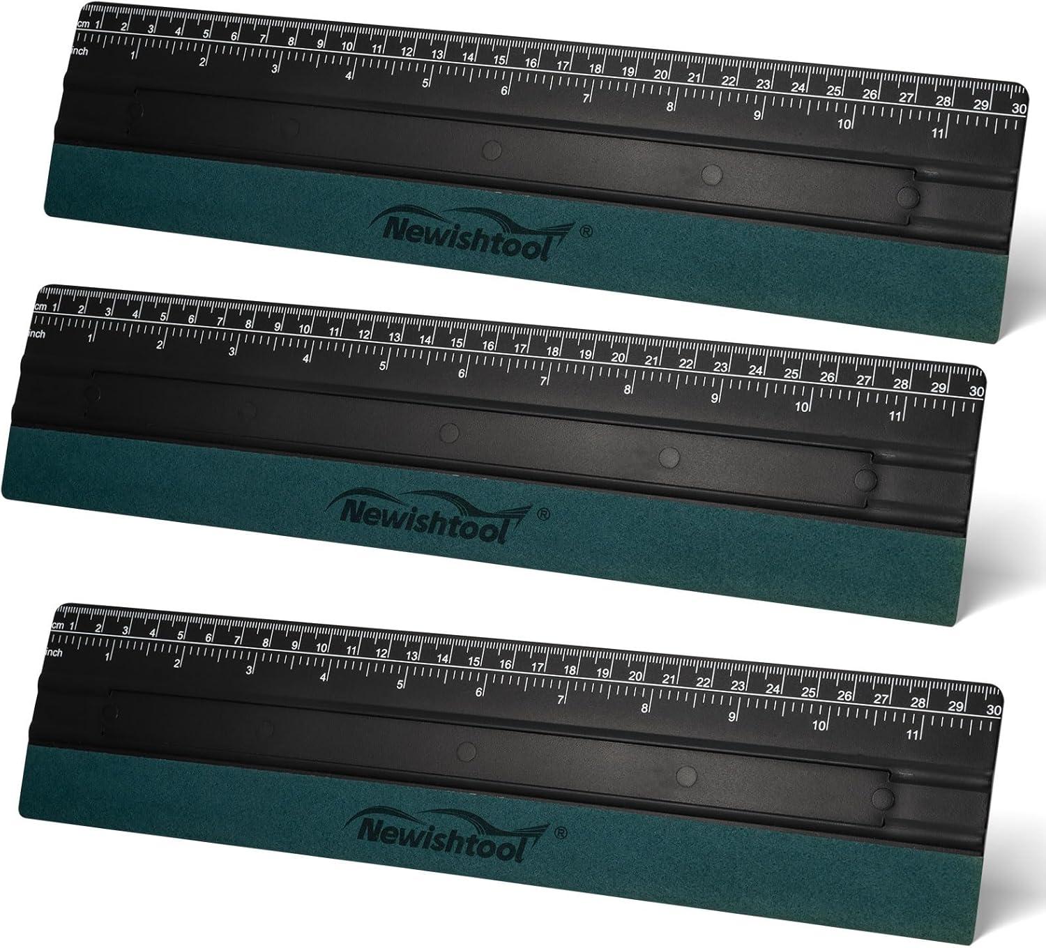 imageNEWISHTOOL Vinyl Wrap Squeegee for Vinyl Big Size Wallpaper Smoothing Squeegee 3 Pack 25CM Decals Squeegee with Ruler ampamp Micro Suede Felt Edge for Sign Making Graphic Window Tint Film ApplicationBlack