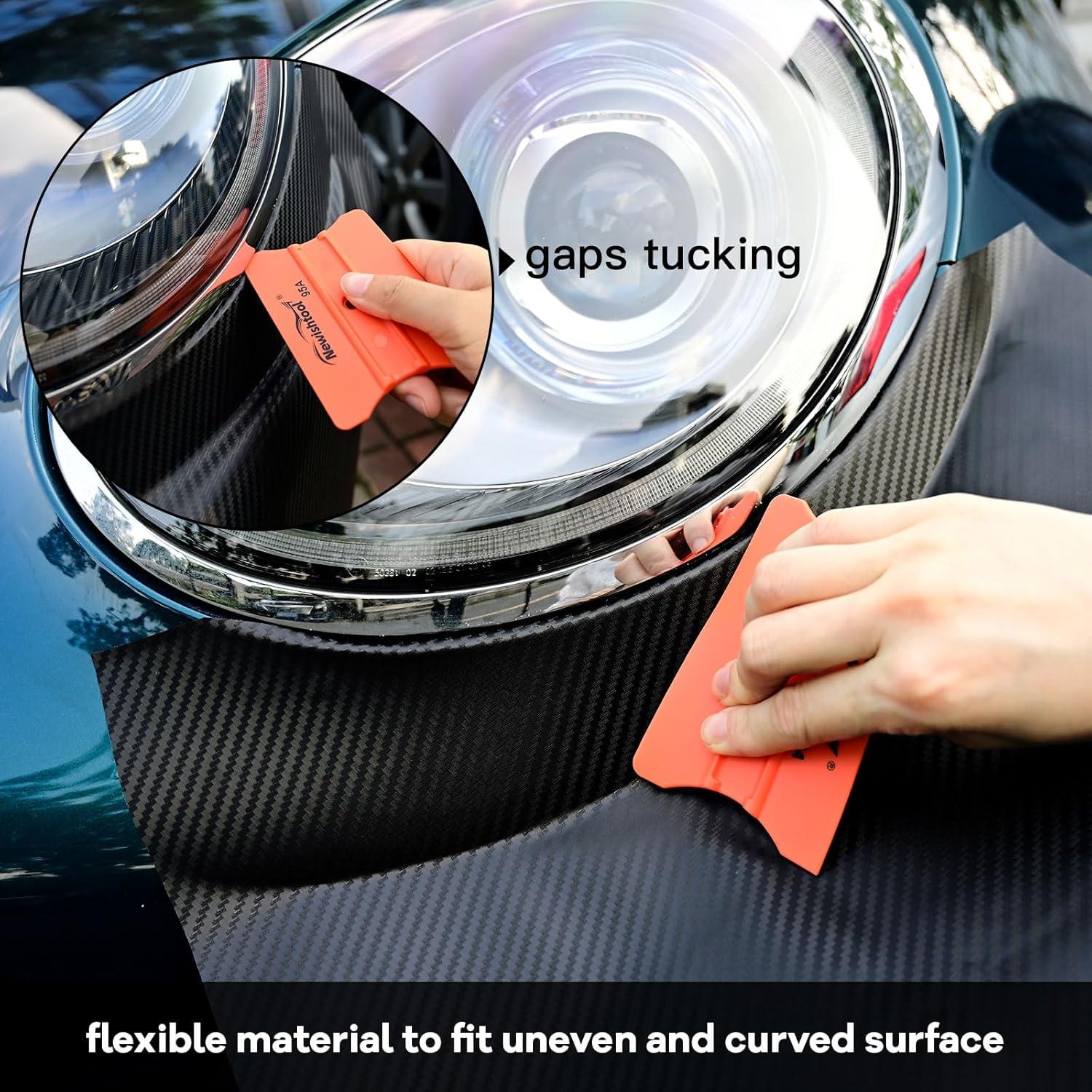 imageNEWISHTOOL Vinyl Wrap Squeegee with Wing Shaped Blade for Vehicle Wrapping Sign Marking Window Film Application Rounded ampamp Squared Corners inOne 4quot Squeegee with Felt 4Pack Different Hardness4 Colors