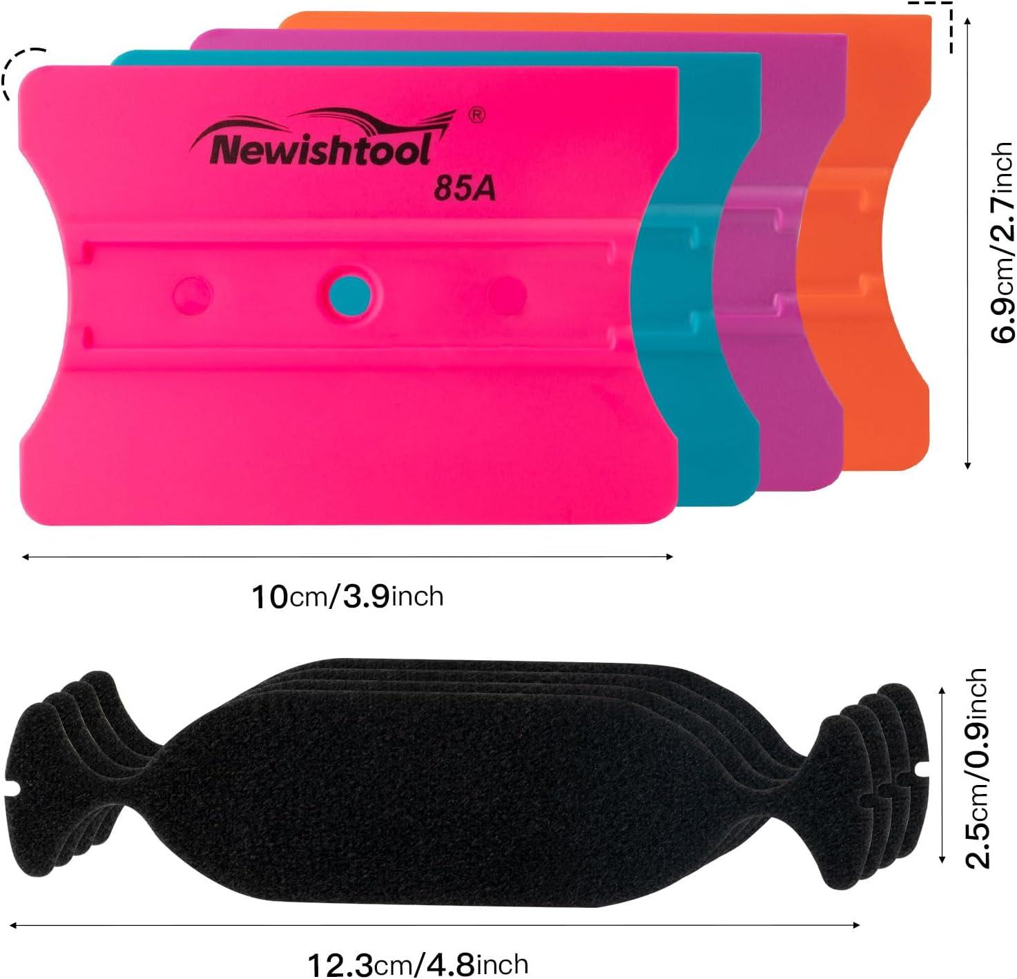 imageNEWISHTOOL Vinyl Wrap Squeegee with Wing Shaped Blade for Vehicle Wrapping Sign Marking Window Film Application Rounded ampamp Squared Corners inOne 4quot Squeegee with Felt 4Pack Different Hardness4 Colors