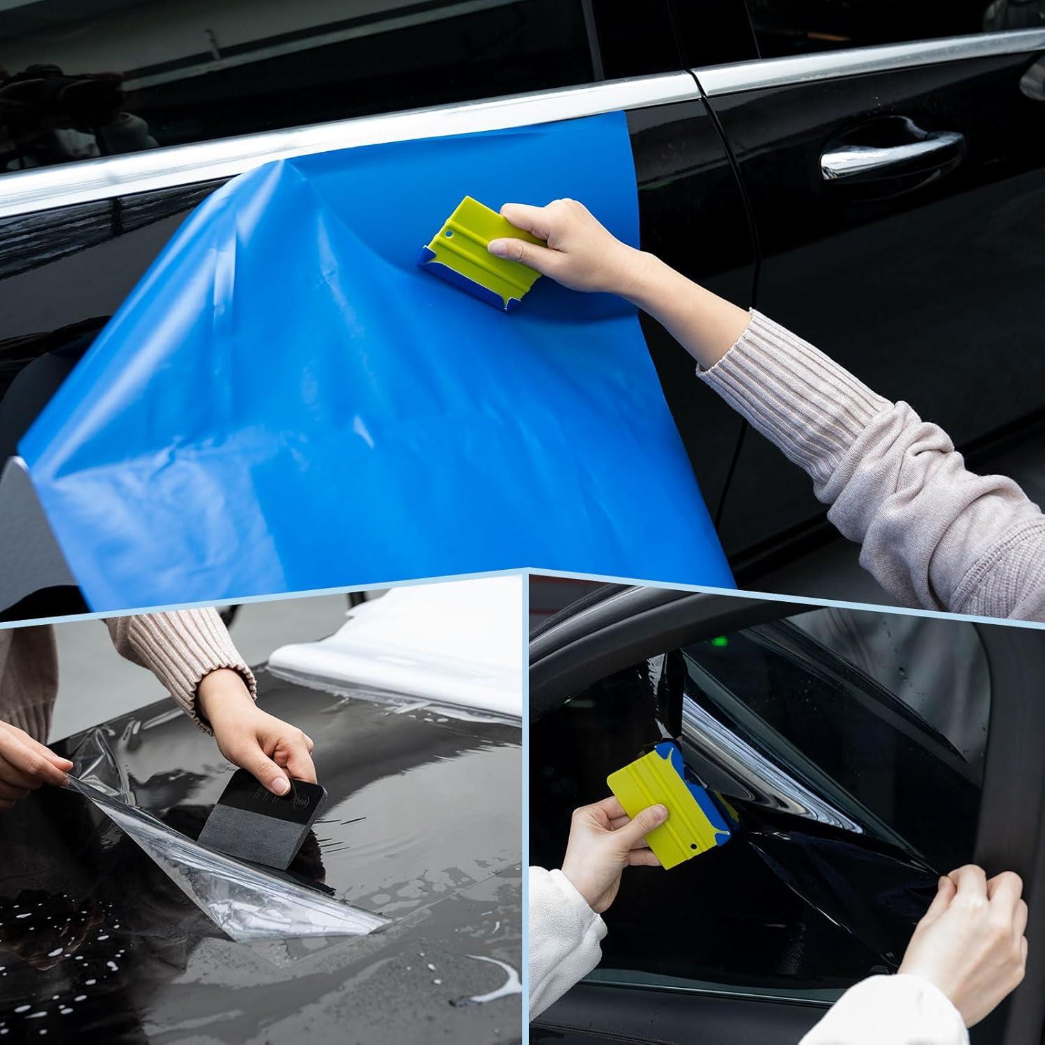 imageNEWISHTOOL Vinyl Wrap Tool Kit Window Tinting Tools with 4 PCS Magnet Holder PPF Squeegee Silicone Water Blade Felt Scraper Tool and Spare Edge Cloth Gasket Tucking Squeegee Micro Stick Gloves