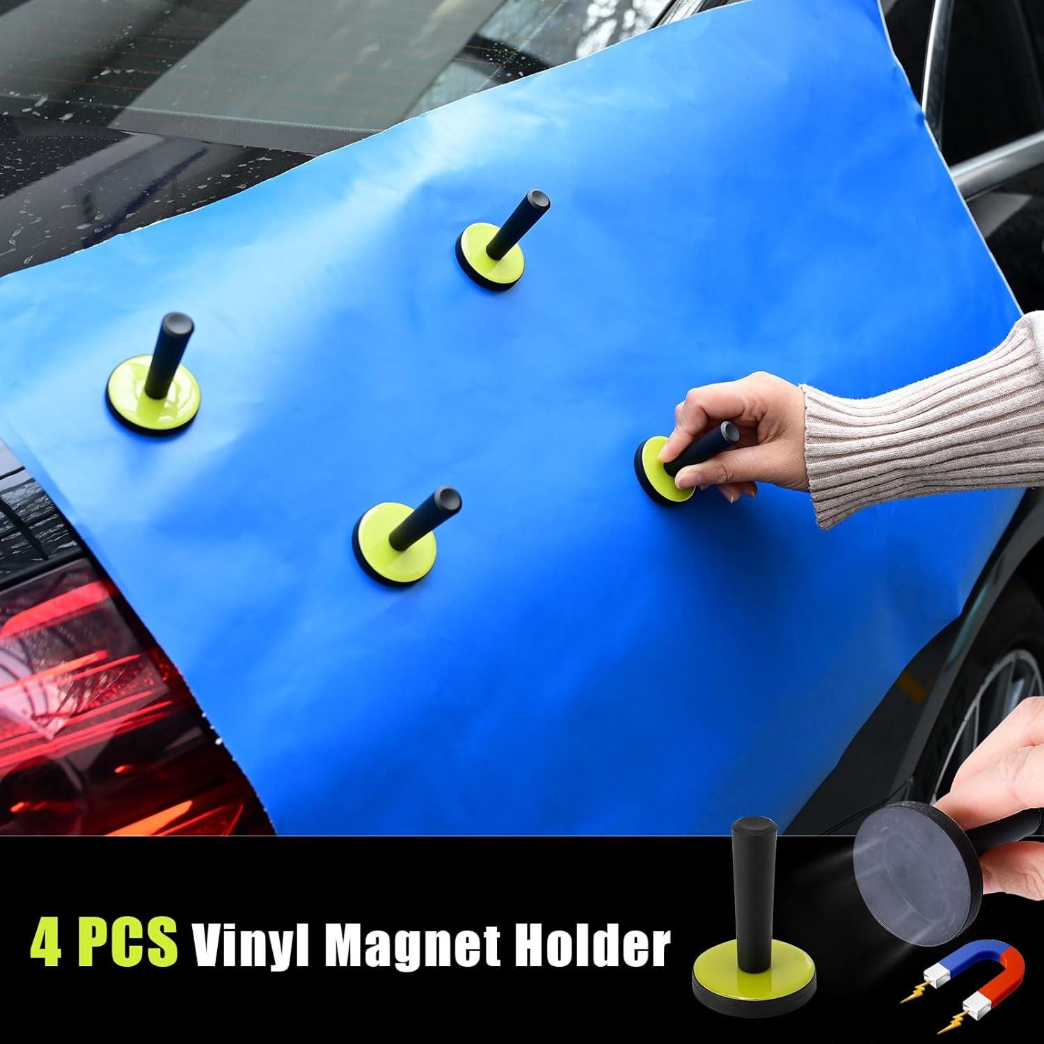 imageNEWISHTOOL Vinyl Wrap Tool Kit Window Tinting Tools with 4 PCS Magnet Holder PPF Squeegee Silicone Water Blade Felt Scraper Tool and Spare Edge Cloth Gasket Tucking Squeegee Micro Stick Gloves