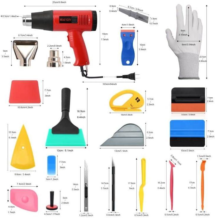 imageNEWISHTOOL Vinyl Wrap Tool Kit with Heat Gun Car Wrap Kit Felt Squeegee Tucking Squeegee Gloves Magnets Holder Window Tint Tools for Car Film Installation