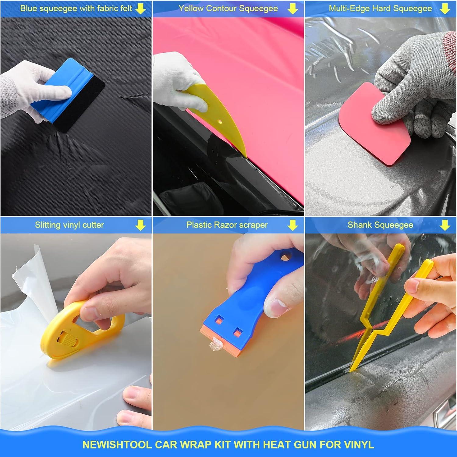 imageNEWISHTOOL Vinyl Wrap Tool Kit with Heat Gun Car Wrap Kit Felt Squeegee Tucking Squeegee Gloves Magnets Holder Window Tint Tools for Car Film Installation