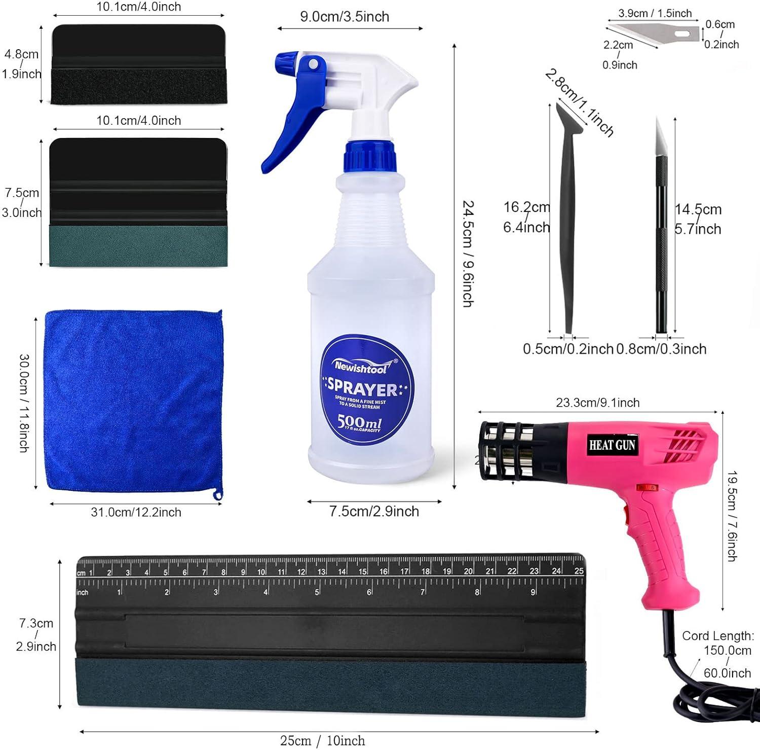 imageNEWISHTOOL Vinyl Wrap Tool Kit with Heat Gun for Vinyl Vinyl Wrap Kit PPF Installation Kit Vinyl Application Tools Car Tint Windows Kit Includes Spray Bottle Felt Squeegee and Vinyl Wrap KnifeCR030