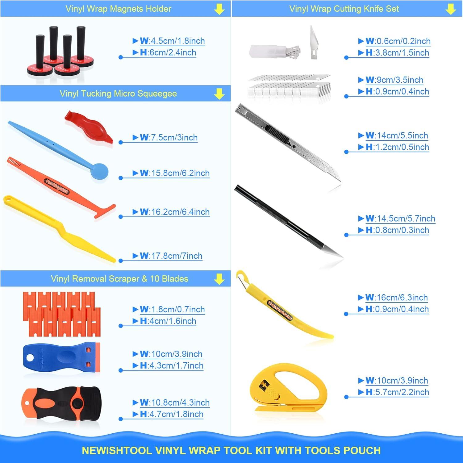 imageNEWISHTOOL Vinyl Wrap Tool Window Tint Film Application Kit Includes Wrap Tools Bag Wristband Pouch Vinyl Magnets PPF Squeegee for Car Wrapping Auto Glass Film ampamp Paint Protection Film Installing