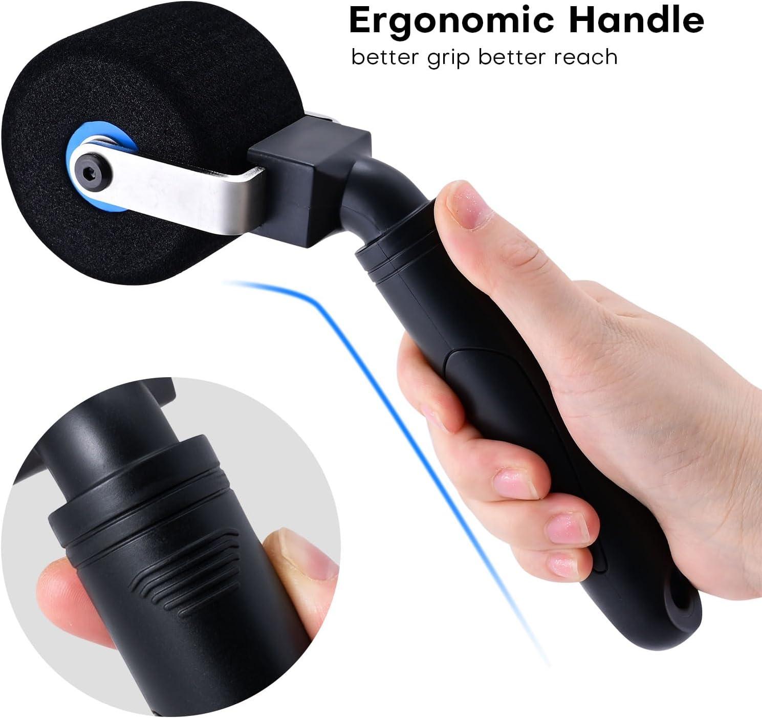 imageNEWISHTOOL Vinyl Wrap Tools 2Inch Sponge Seam Roller for Uneven Textured Areas Car Wrapping Rivet Roller Tool Felt Squeegee for Decal Film Application Wallpaper Smoothing